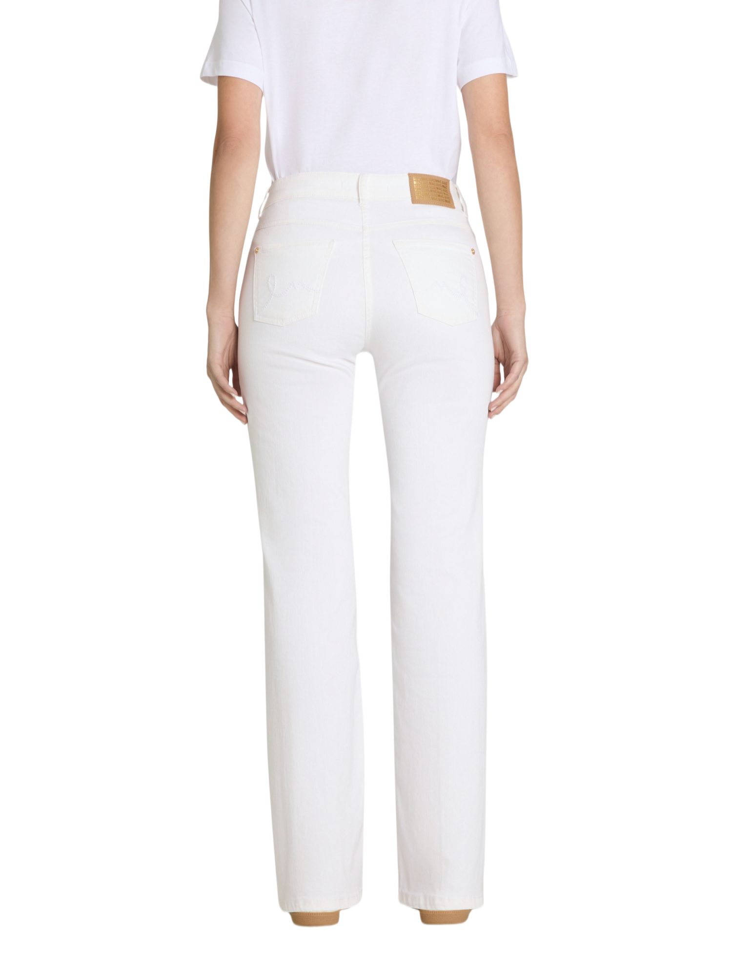 MAC Stretch-Hose weiß, Casual, Baumwolle, Unifarben, Flared Fit, Mittel