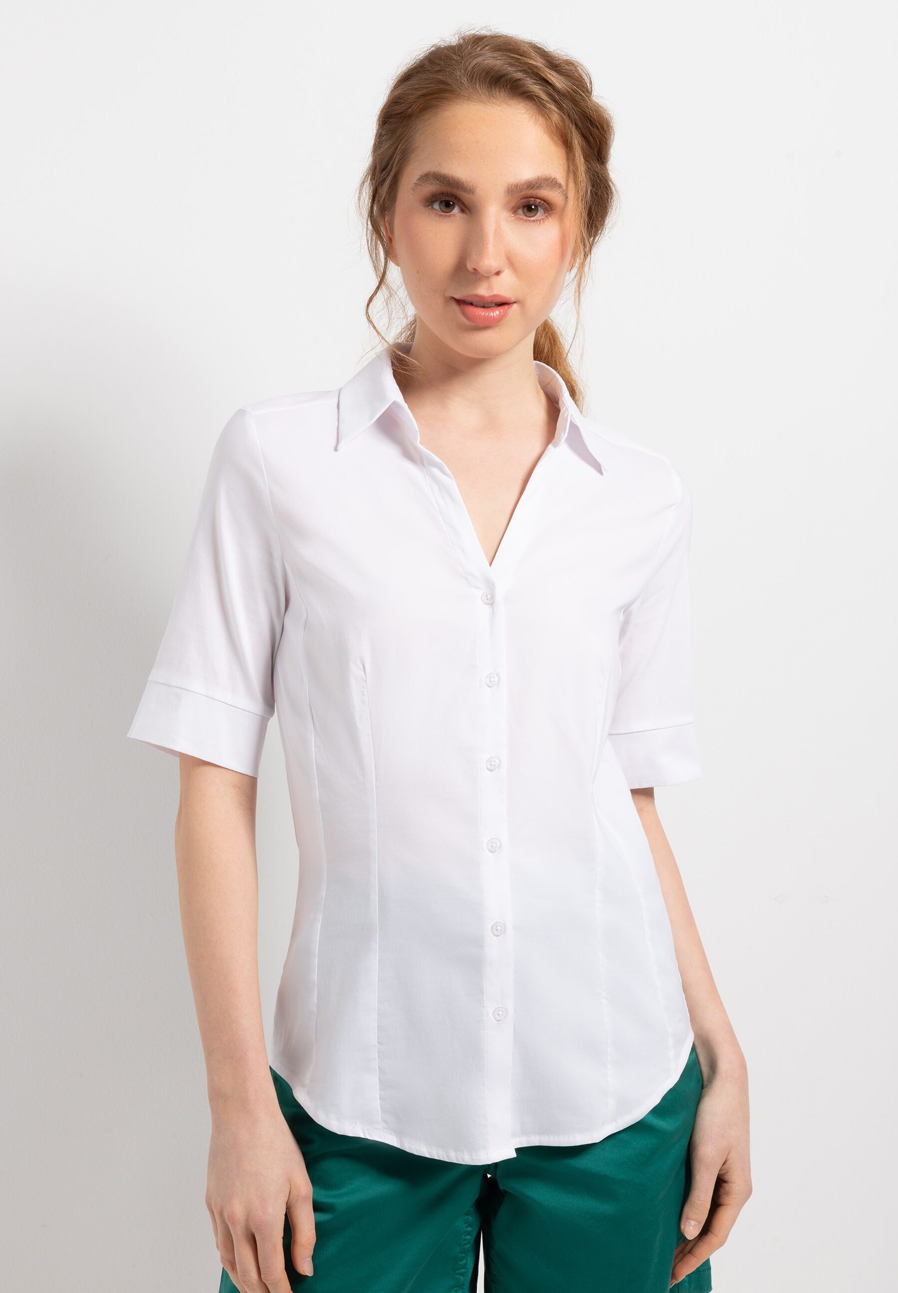 Kurzarmbluse Baumwollstretchbluse