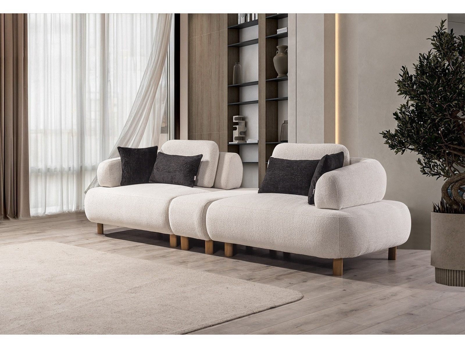Villa Möbel Sofa Barcelona, 4-Sitzer 1 Teile, mit Relax-/Bettfunktion durch verstellbare Rückenlehne