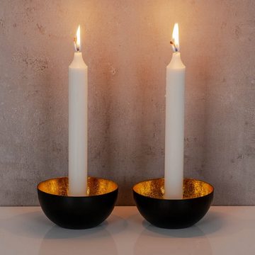 Levandeo® Kerzenständer, 2er Set Kerzenhalter Schwarz Gold Metall Kerzenständer Tischdeko
