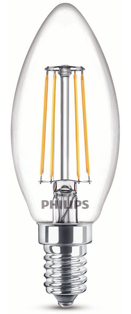 Philips Hue LED-Leuchtmittel LED classic Lampe 40W E14 Kerze 470lm klar, E14