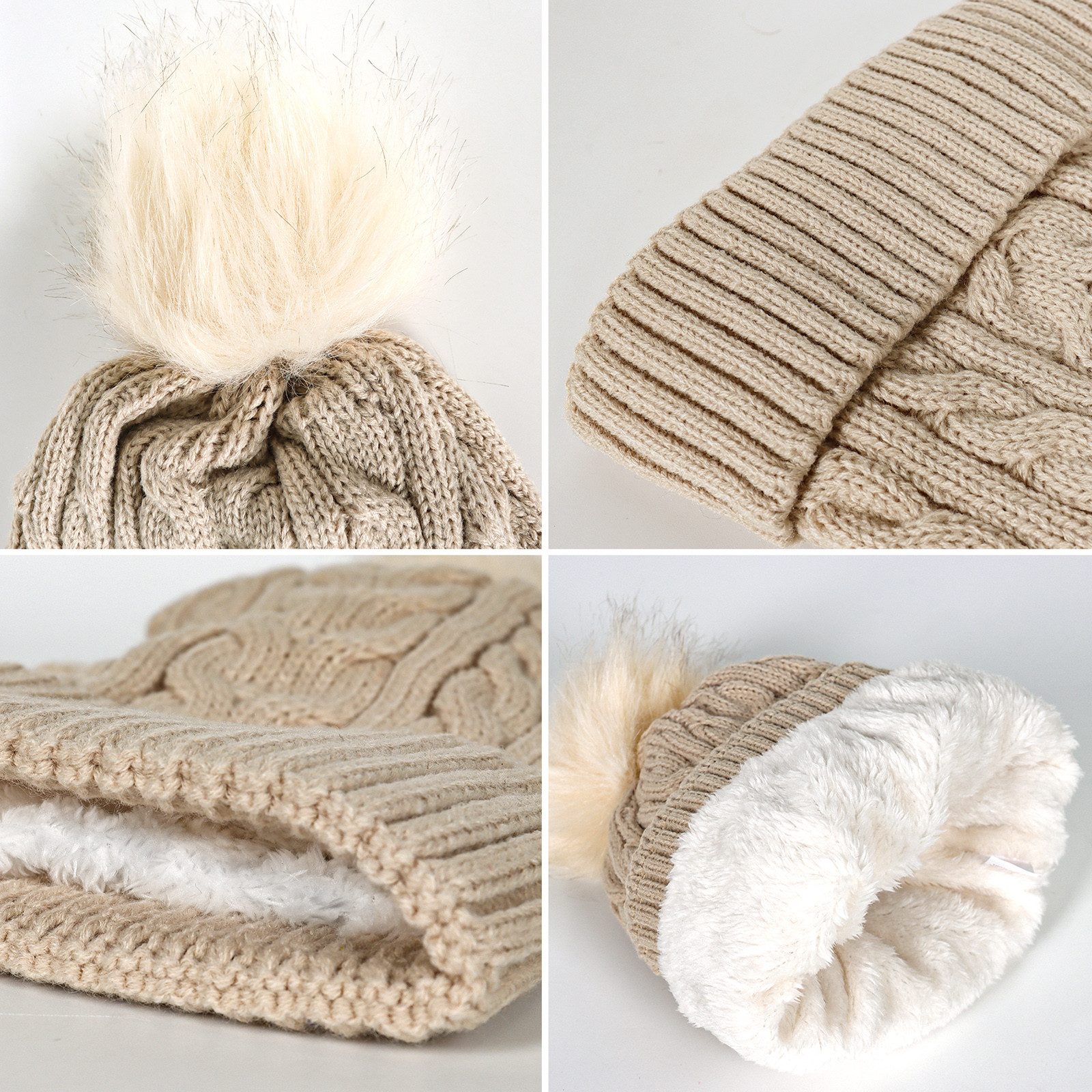 TAN.TOMI Strickmütze Beanie Damen Warm, Mütze Damen Herbst Winter Federnd (Strickmützen Mit Fleece Gefüttert) Wollmütze Damen Geeignet für Schule, Arbeit, Skifahren, Camping