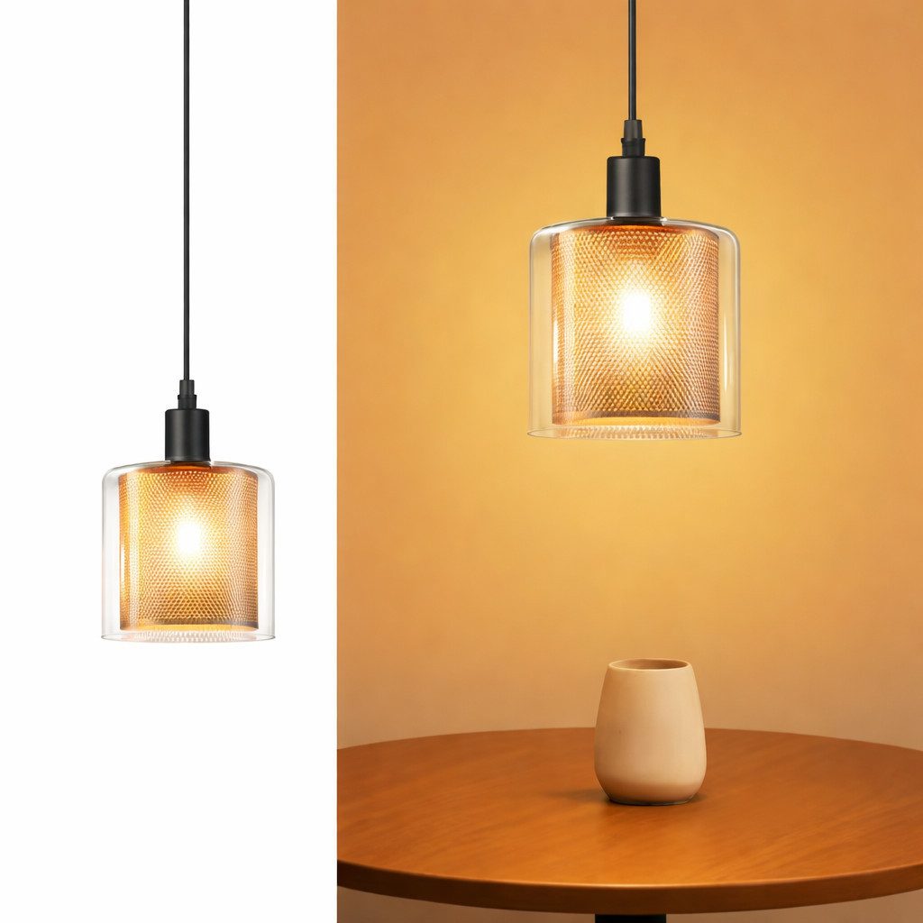 ZMH Pendelleuchte Esszimmer Vintage Pendellampe mit Doppeltem Schirm 1/3/4 Flammig Flur, Einfache Installation, ohne Leuchtmittel, E14 Esstischlampe Glas Metall Esszimmerlampe Industial für Wohnzimmer