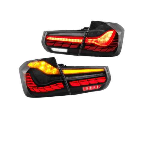 LLCTOOLS Rückleuchte Hell leuchtende LED Rückleuchte mit E-Prüfzeichen passend für BMW, 3er F30 Limousine, F35 Limousine, F80 M3 (10/2011-06/2019), Rücklicht, Bremslicht, Nebelschlussleuchte, Blinklicht und Rückfahrlicht, LED fest integriert, Voll LED, Dynamischer Blinker, Mit Lichtanimation beim Entriegeln des Fahrzeugs