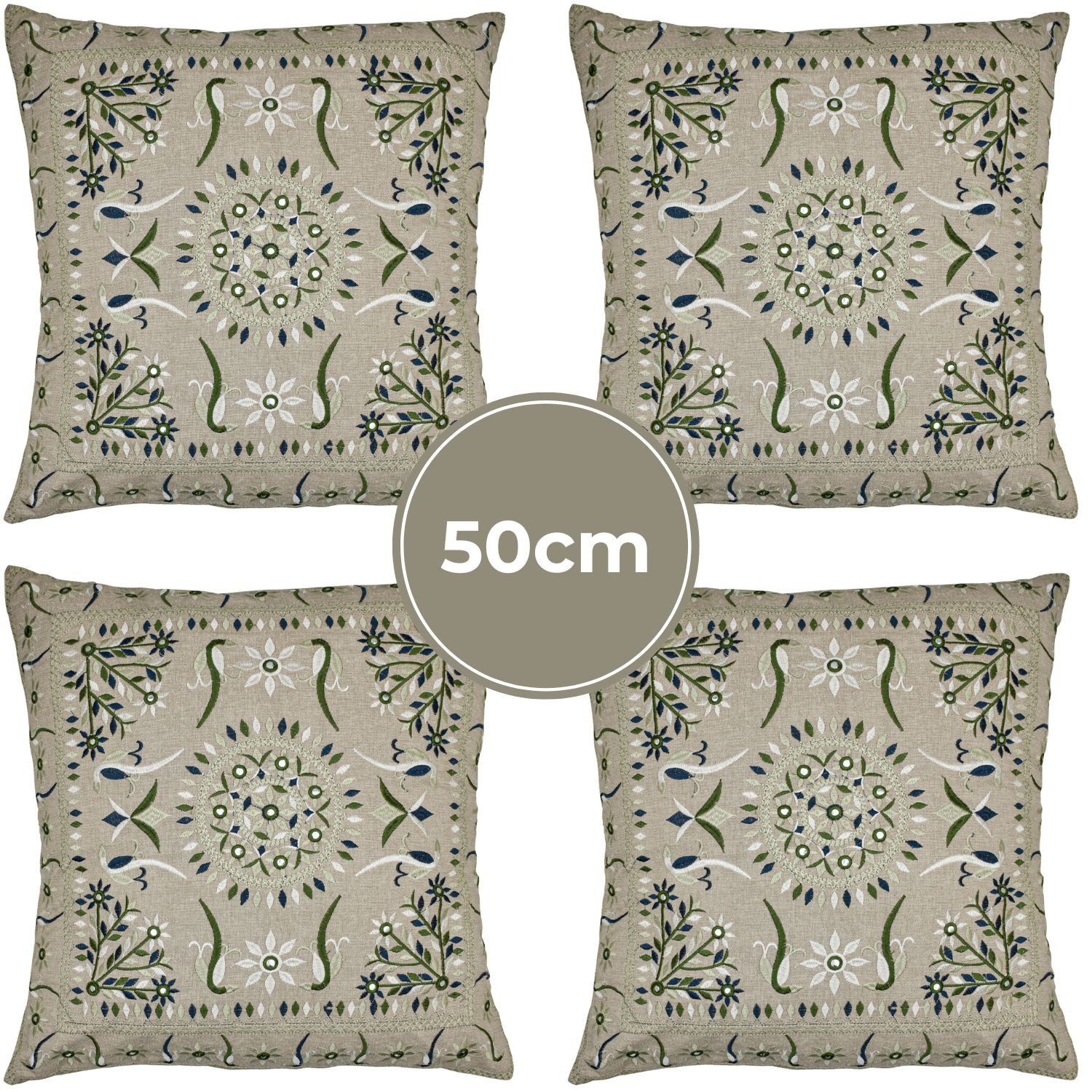Marrakesch Orient & Mediterran Interior Zierkissen 4er Set Kissenbezug Handgefertigt Lodge Grün 50x50cm, Boho Deko, (4 St)