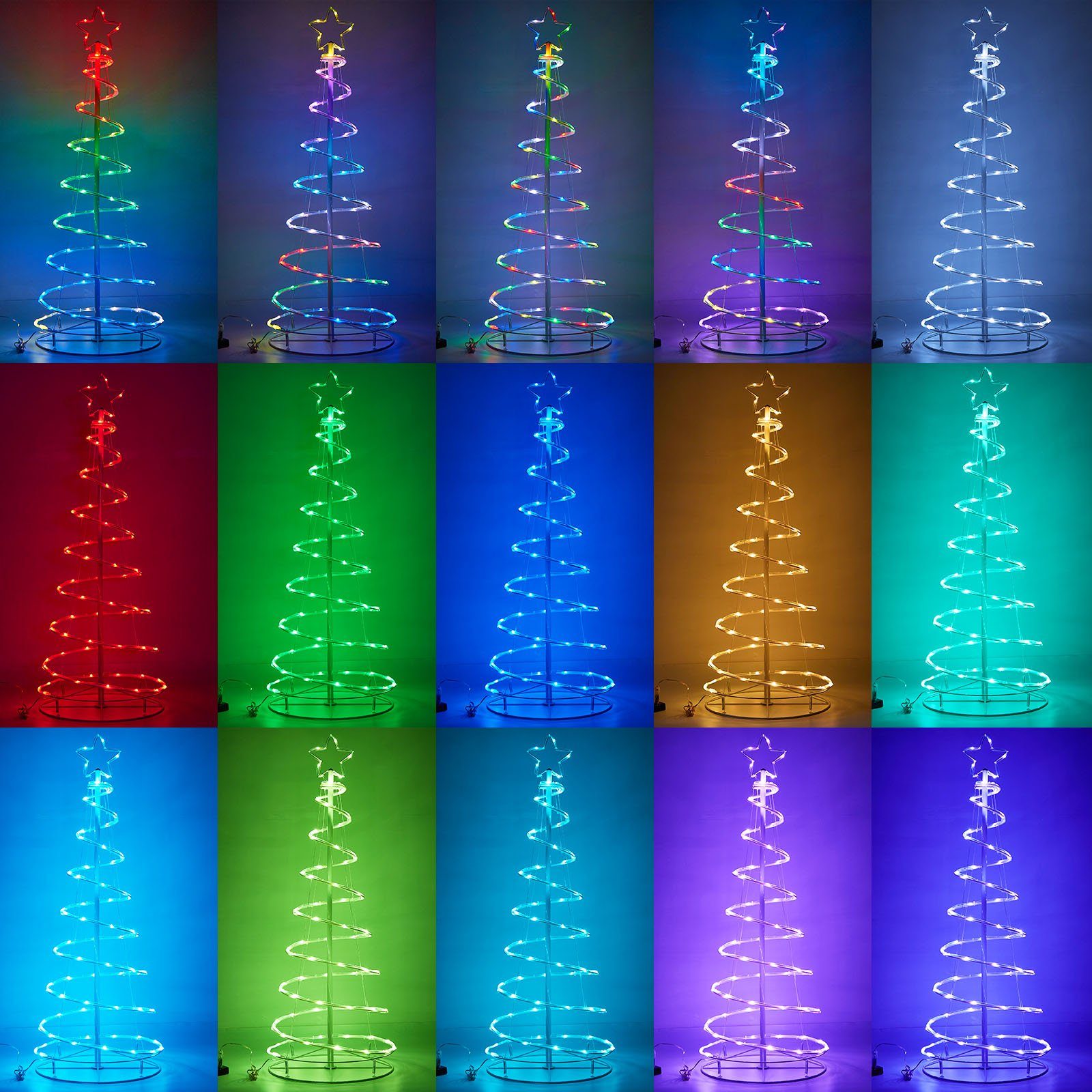 USB, Multicolors), LED RGB, faltbar, Timer, Baum Schlafzimmer Weihnachtsbaum, Einzelfarben Rosnek + Weihnachtsdeko, RGBW(16 Künstlicher Fernbedienung für Wohnzimmer, 8 Modi,