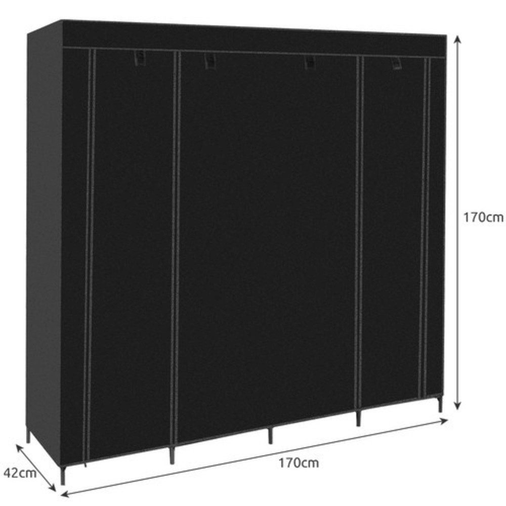 Ruhhy Kleiderschrank Stoffschrank Textilgarderobe Faltschrank (Spar-Set, 1-St., 170 x 170 x 42 cm faltbar) Faltbar, Reißverschluss, 14 Fächer, 2 Kleiderstangen – Bild 4 von 4