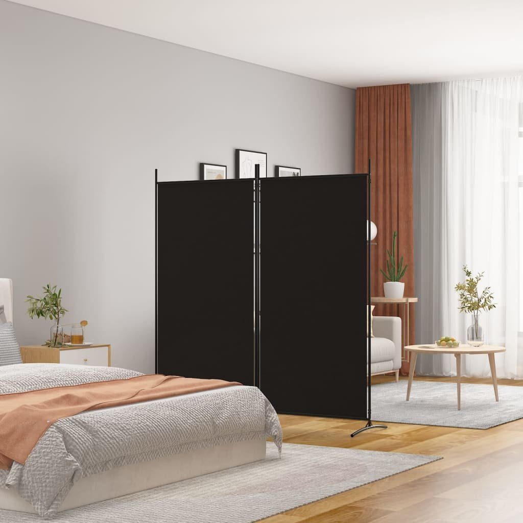 vidaXL Paravent 175 x 180 cm 2-tlg Paravent Schwarz 175x180 cm Stoff Spanische Wand Ra
