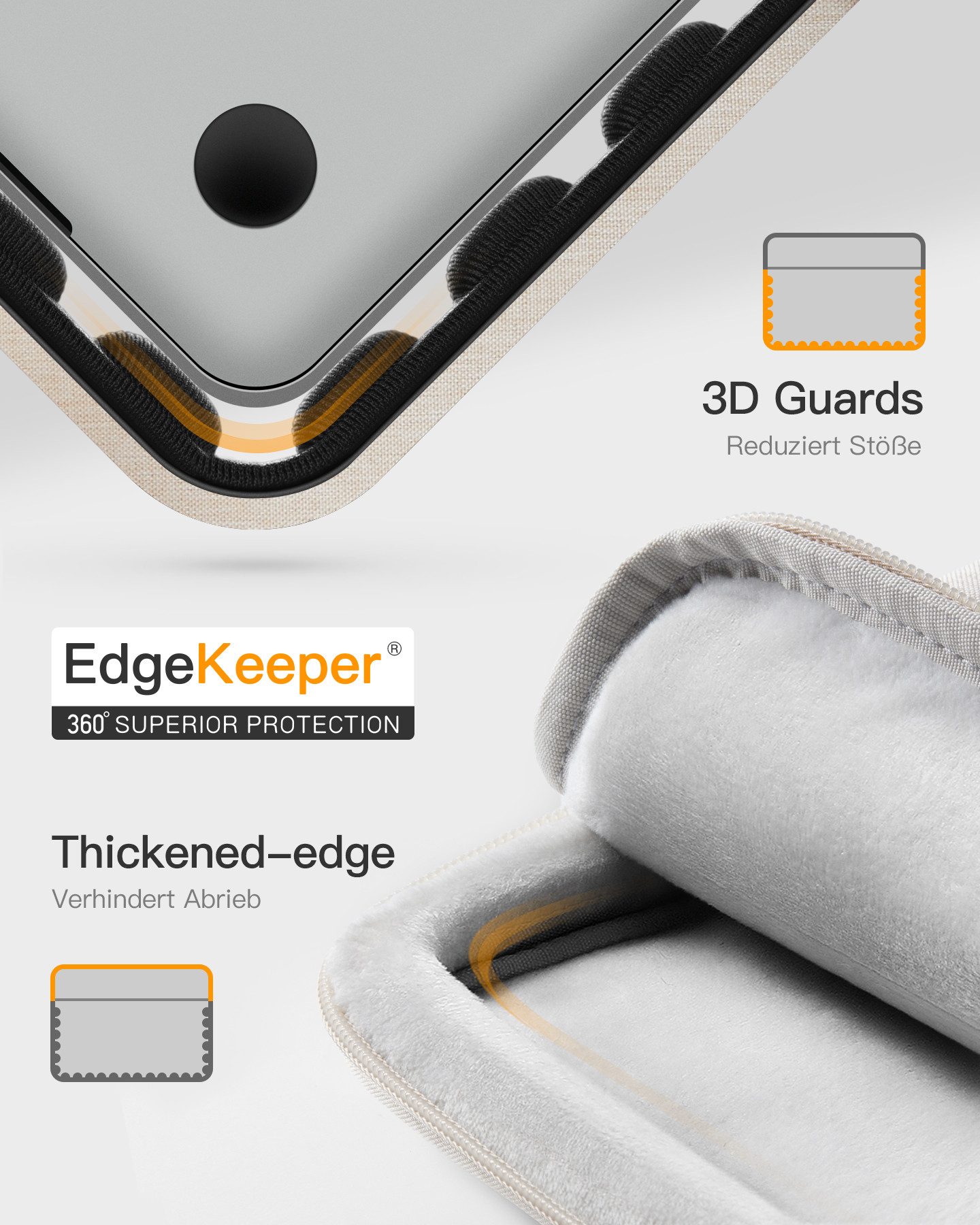 Inateck Laptop-Hülle 360 schützende Laptoptasche für 13 Zoll MacBook Air Pro Neo stoßfeste, Technisches Material EUDE FOAM