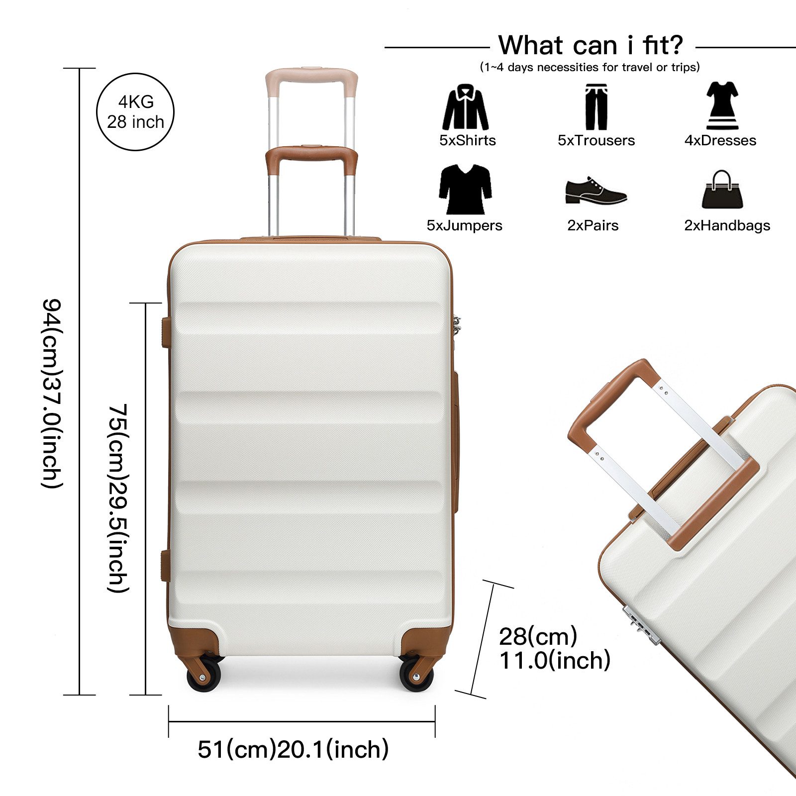 KONO Hartschalen-Trolley Handgepäck Leicht Hartschalenkoffer aus günstig online kaufen