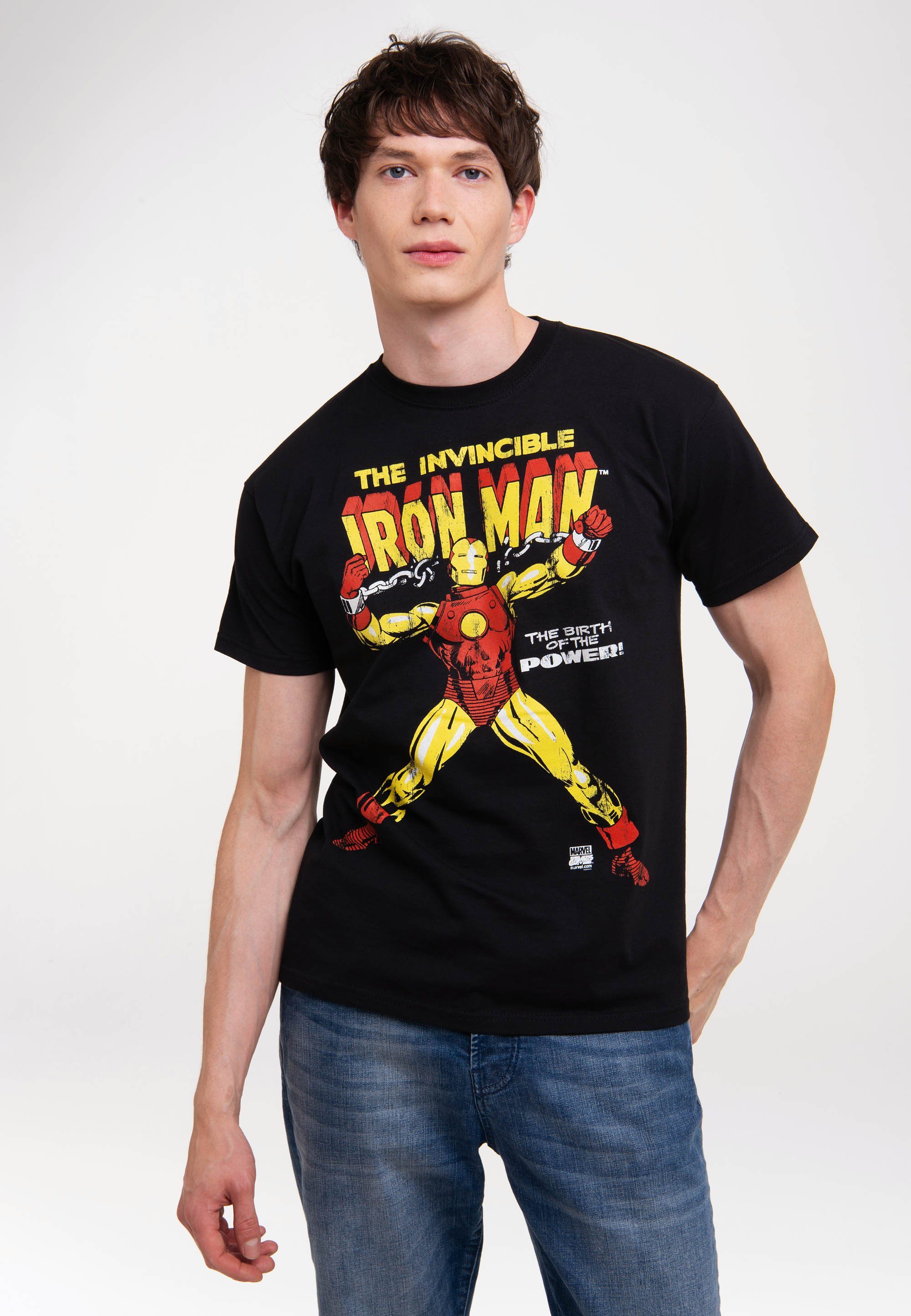 Of Power Print mit The Iron LOGOSHIRT Man - T-Shirt The Birth lizenziertem