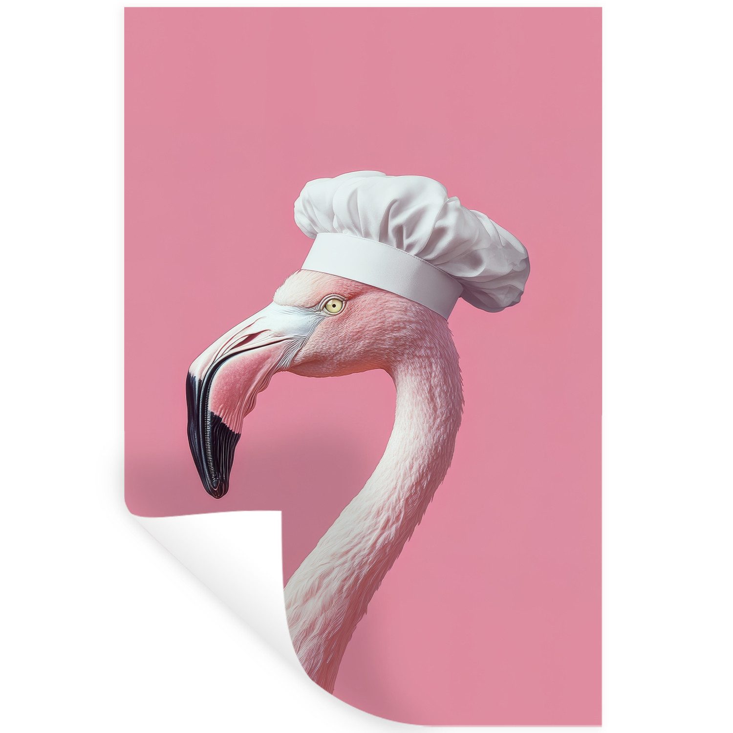 MuchoWow Wandsticker Flamingo - Rosa - Kochmütze - Vogel (1 St), Wanddeko, Aufkleber, Wandtattoo, 80x120 cm