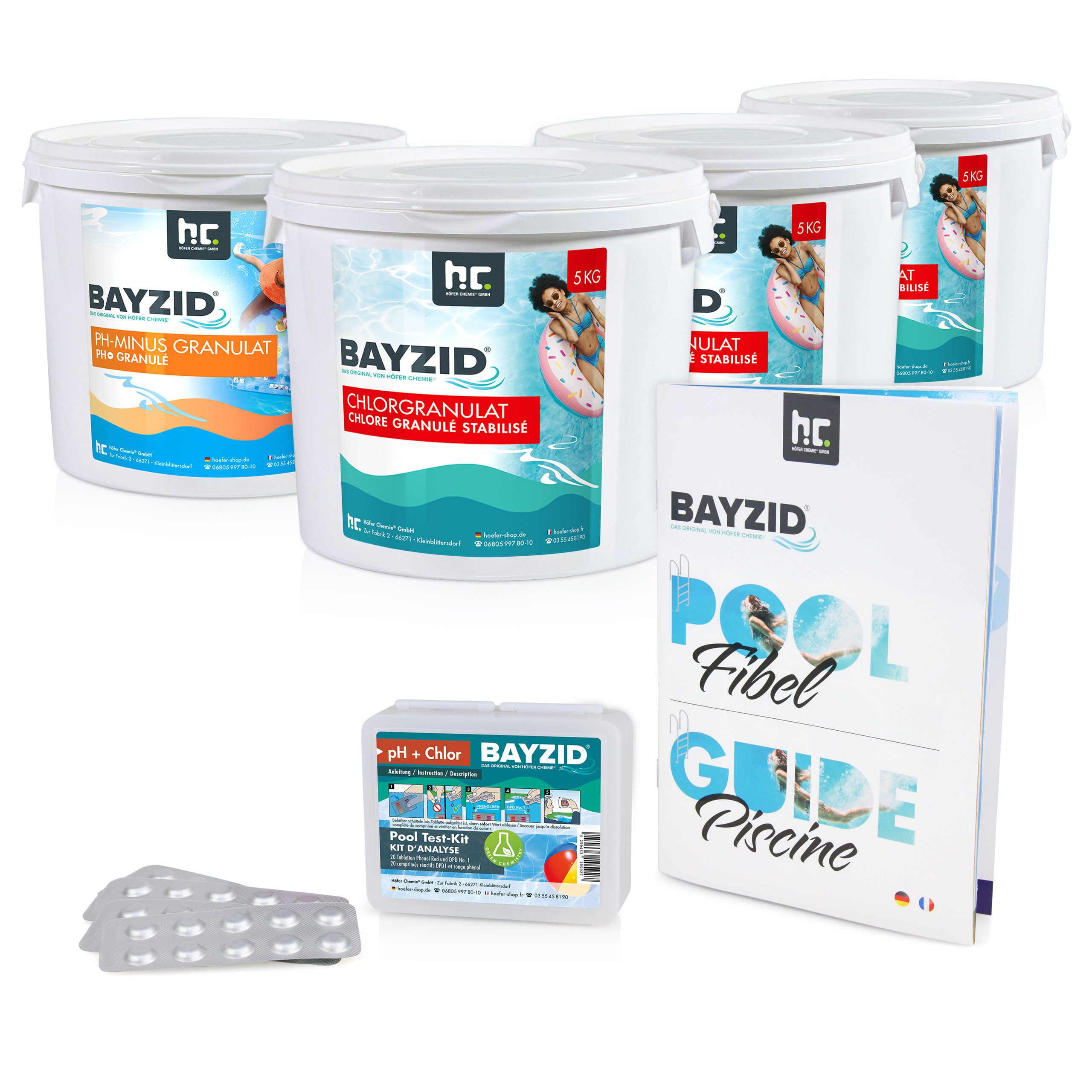 Höfer Chemie GmbH Poolpflege BAYZID® Pool Basis-Set pH & Chlor, Einfache Wasserpflege für dauerhaft klares Wasser