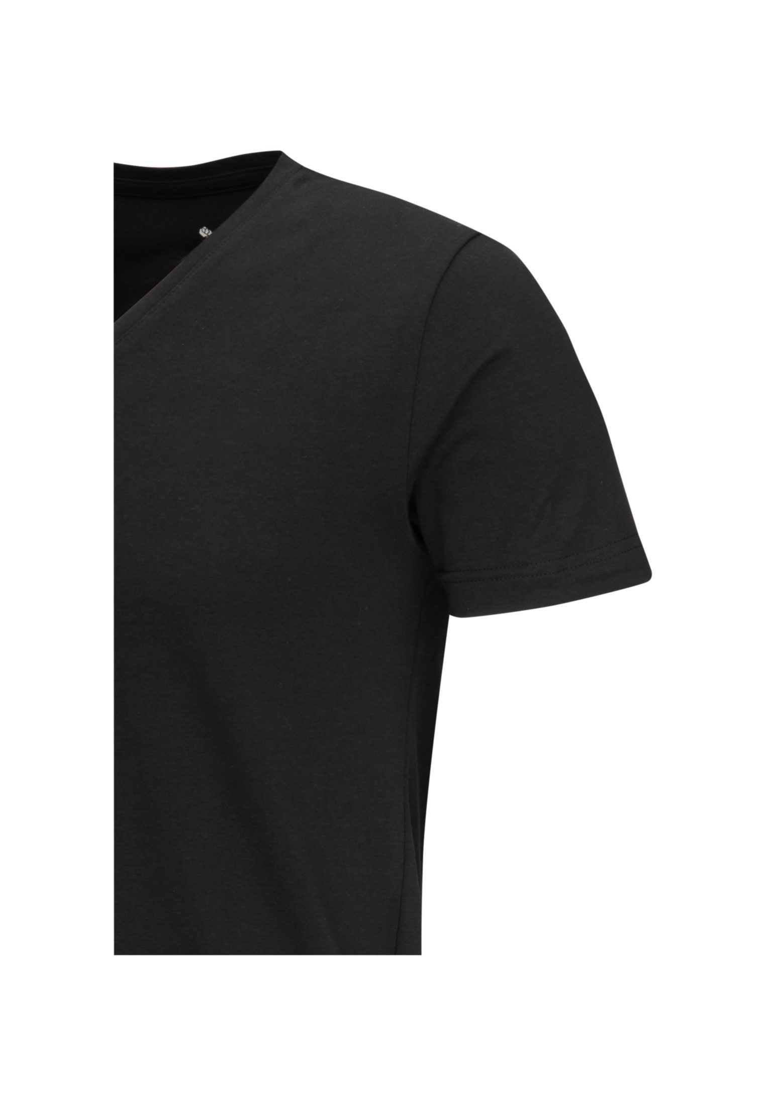 seidensticker T-Shirt Seidensticker Herren T-Shirt Kurzarm V-Neck Slim Jersey Schwarz