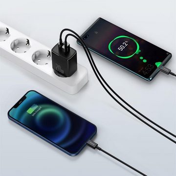 HOCO CCXJ-B01 Smartphone-Ladegerät (3000 mA, EU Netz Lade Stecker Ladegerät Charger USB A C Dual Charge)