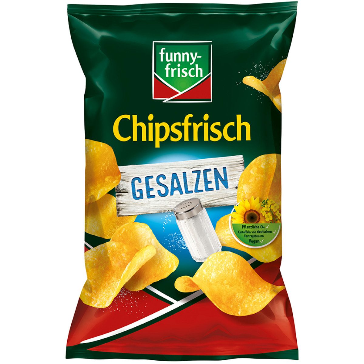 funny-frisch Knabberei, funny frisch Chipsfrisch gesalzen Kartoffelgenuss mit Salz 150g