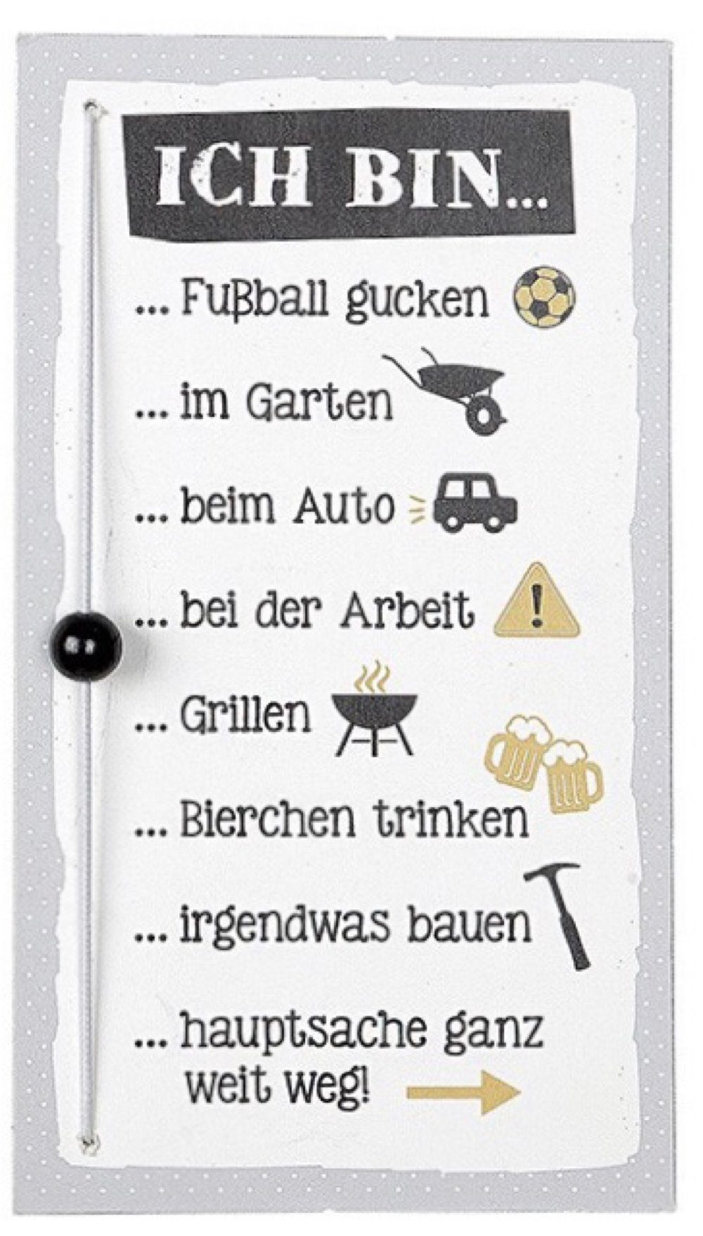 GILDE Wandbild, Sprüche, Modernes Lustiges Schiebeschild mit Abwesenheitsmeldung MaeNNER