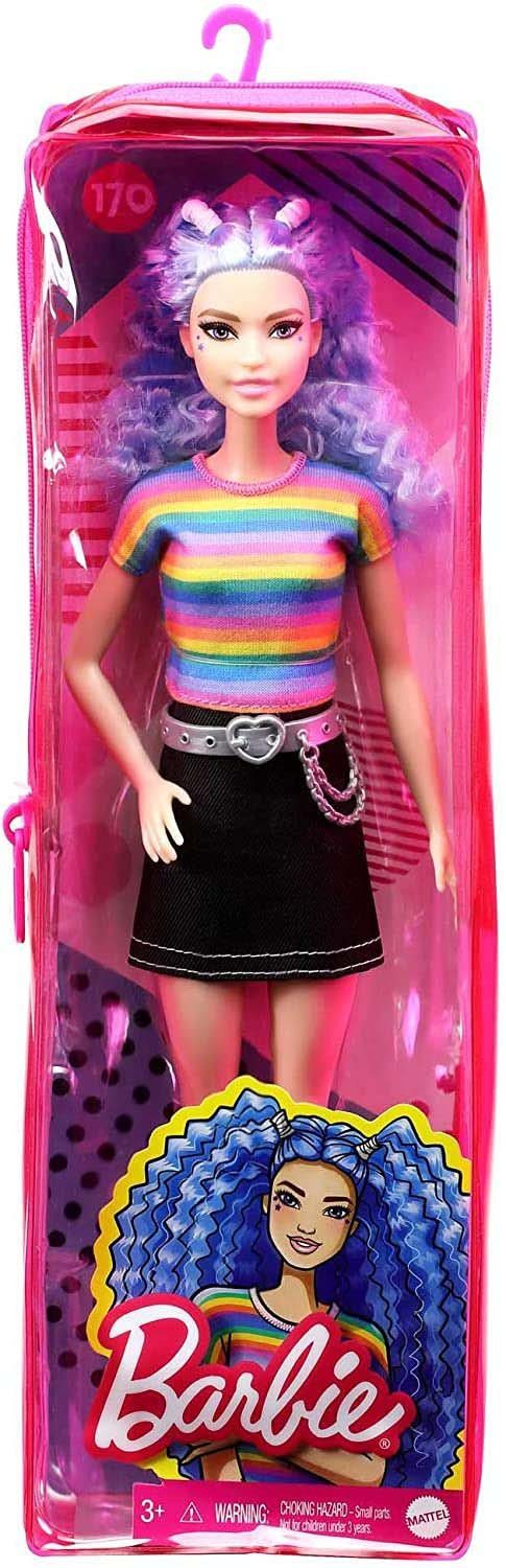 im Regenbogen-Shirt und Barbie GmbH Anziehpuppe Fashionistas Rock Mattel