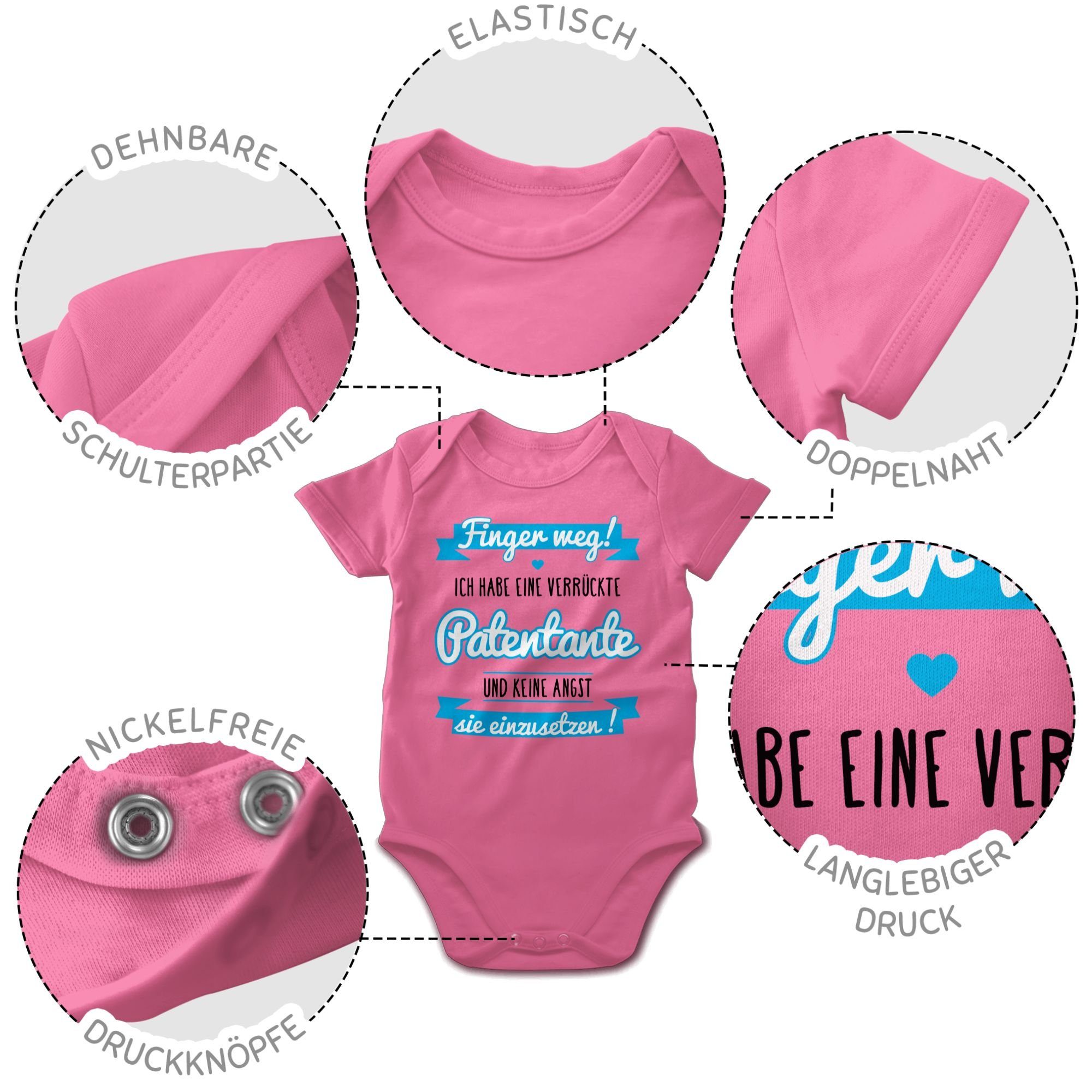1 Patentante Shirtbody - Patentante Shirtracer eine habe blau/schwarz verrückte Ich Pink Baby
