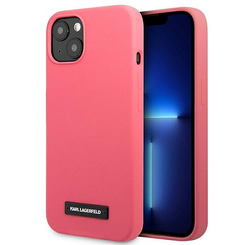KARL LAGERFELD Handyhülle Silikonschale Schutzhülle Smartphonehülle 5,4 Zoll, Metallplakette, Mikrofaserfutter, Silikon