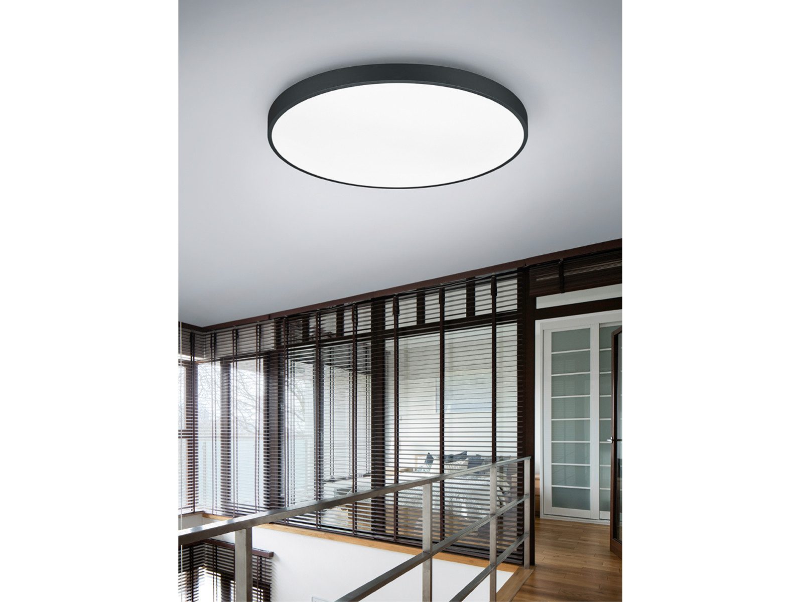 TRIO Leuchten LED Deckenleuchte, LED fest integriert, Warmweiß, Neutralweiß, Deckenbeleuchtung flach aus Metall zur Wandmontage geeignet Ø75cm groß