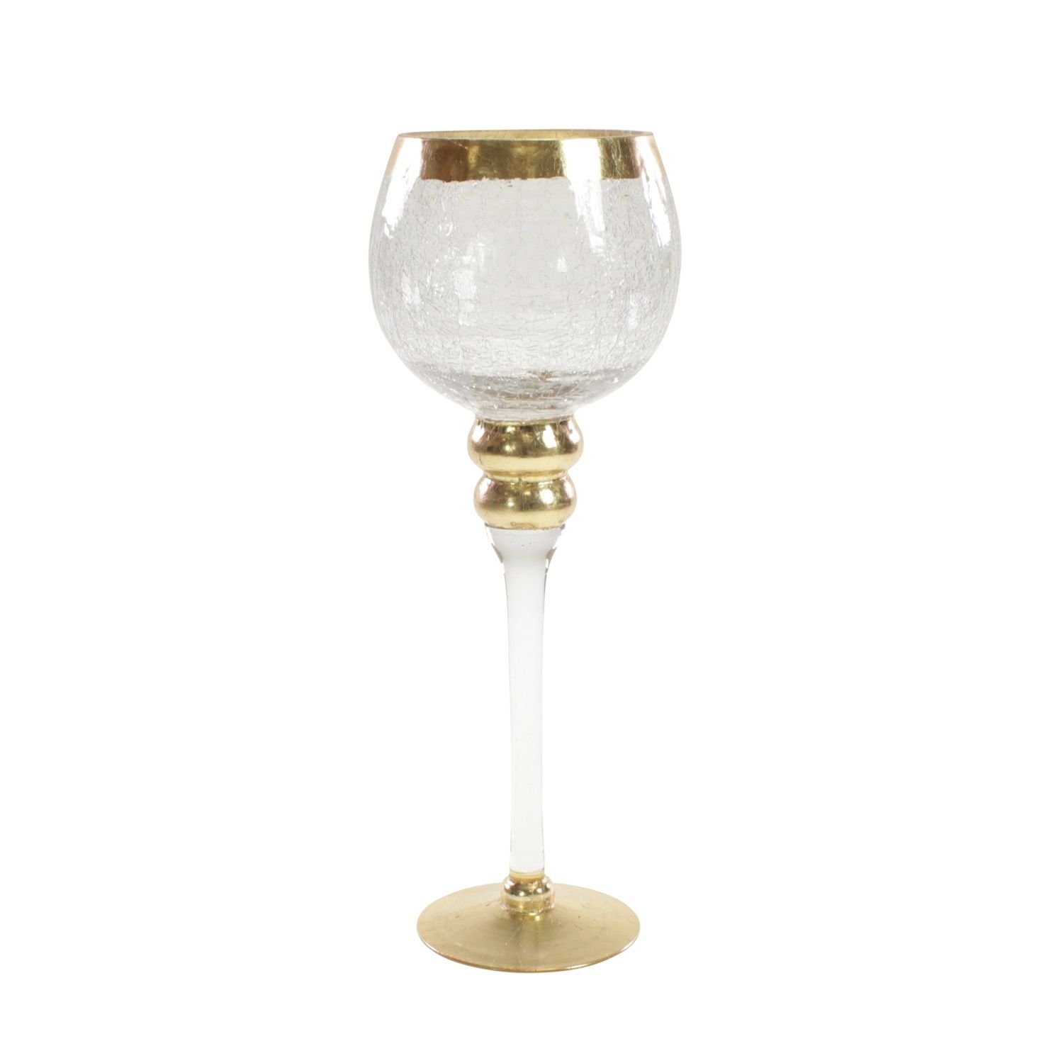 Fuß gecrackelt - Glas Voß Windlicht Werner Windlicht - klar/gold cm 13x35 - auf -