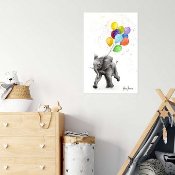 Posterlounge Poster Ashvin Harrison, Baby Elefant mit Luftballons, Jungenzimmer Kindermotive