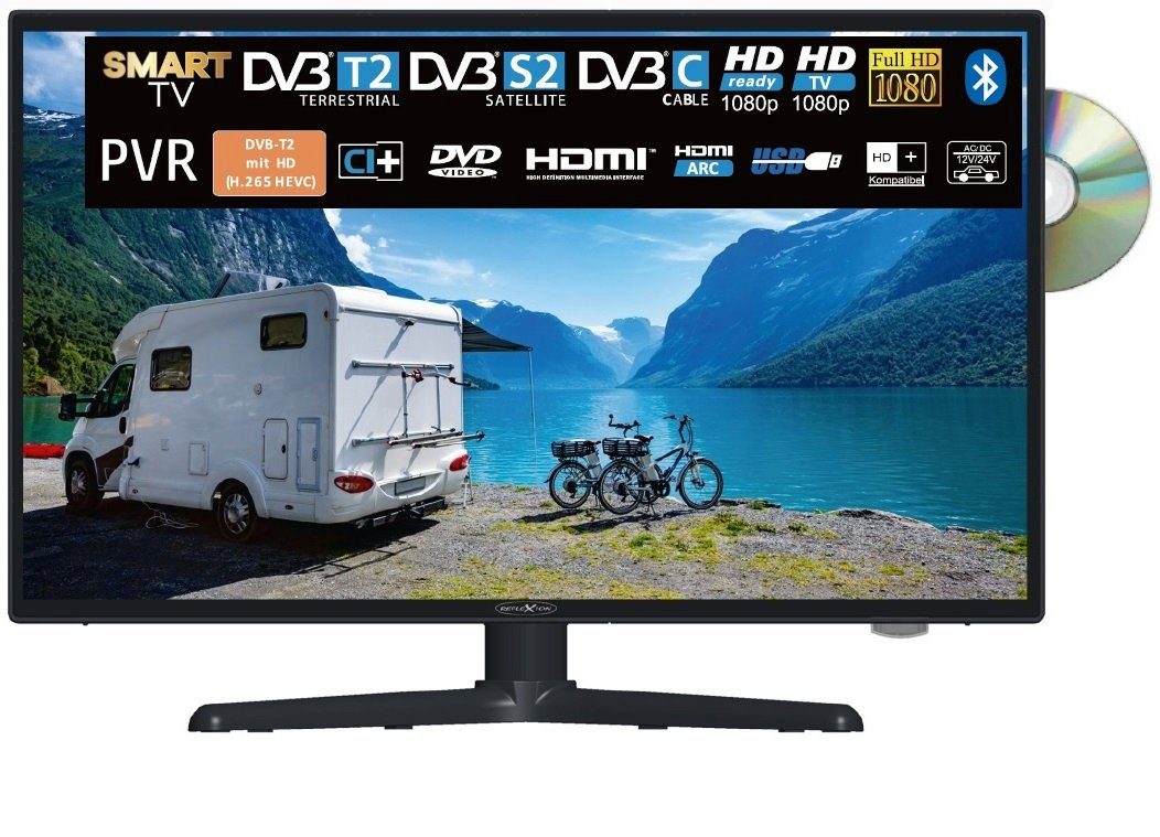 Reflexion LDDW22i+ LED-Fernseher (55,00 cm/22 Zoll, Full HD, Smart-TV,  Camping Fernseher, 12/24 Volt, Bluetooth, mit integriertem DVD-Player)