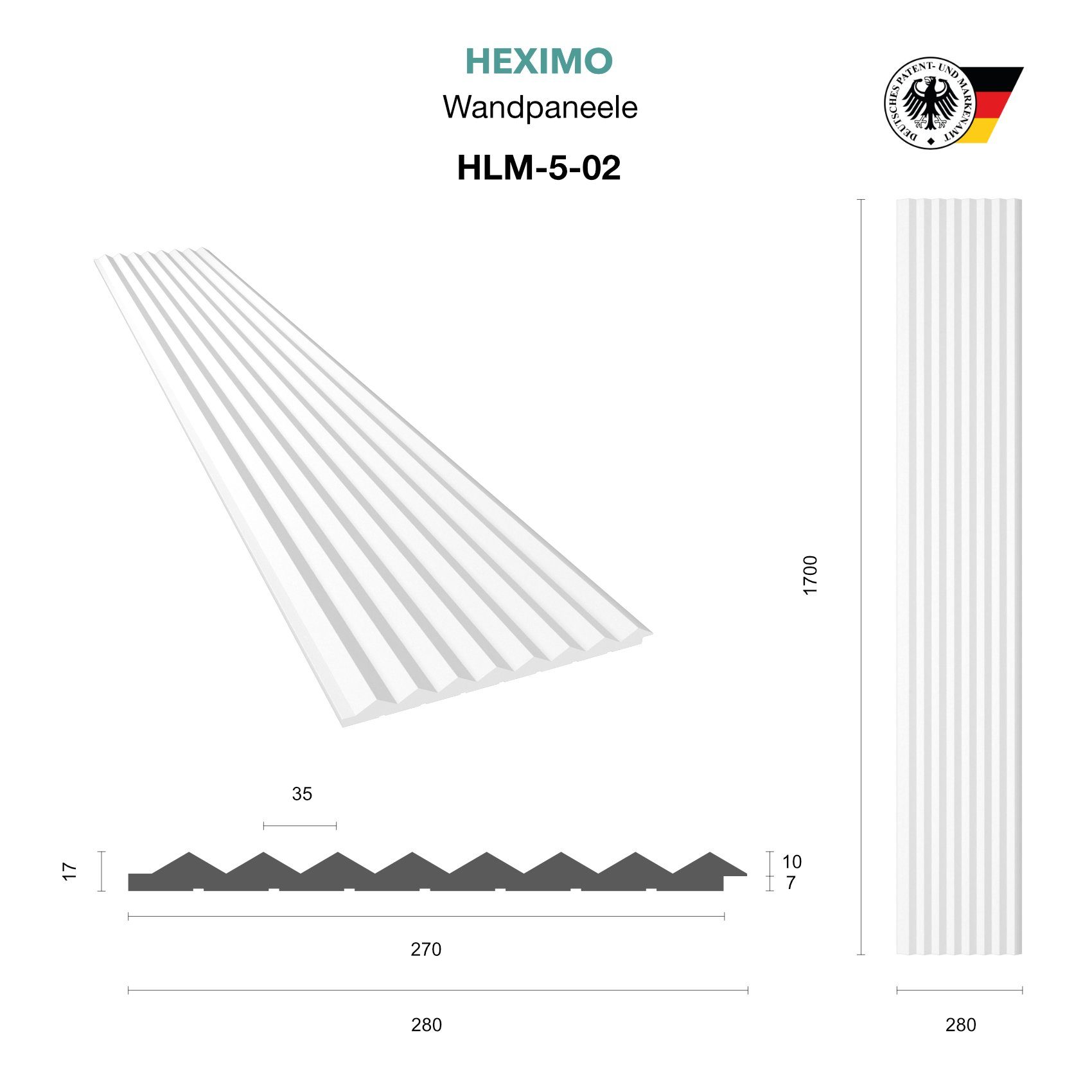Akustikpaneele HLM-5-02 Wanddekoobjekt (Lamellenwand (15cm, (Musterstück) Designs) HEXIMO viele weiß Wandverkleidung weiß) Lamellen DIY - Lamellenverkleidung HLM-5-02 Wandpaneele XPS aus