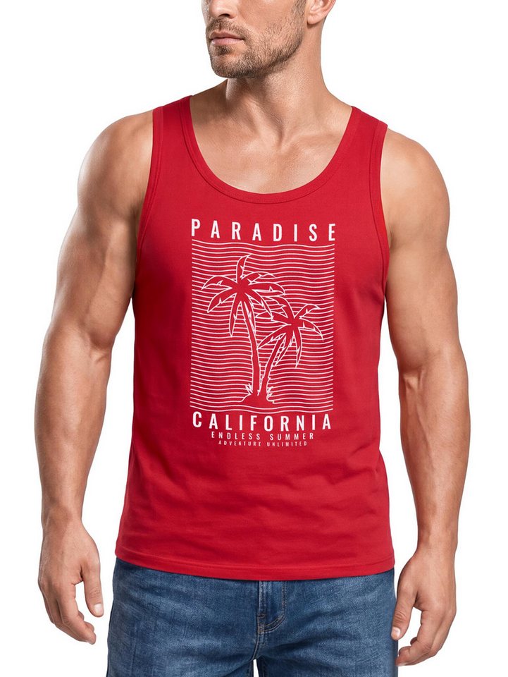 Neverless Tanktop Herren Tank-Top Paradise California Palmen Grafik Printshirt Sommer mit Print