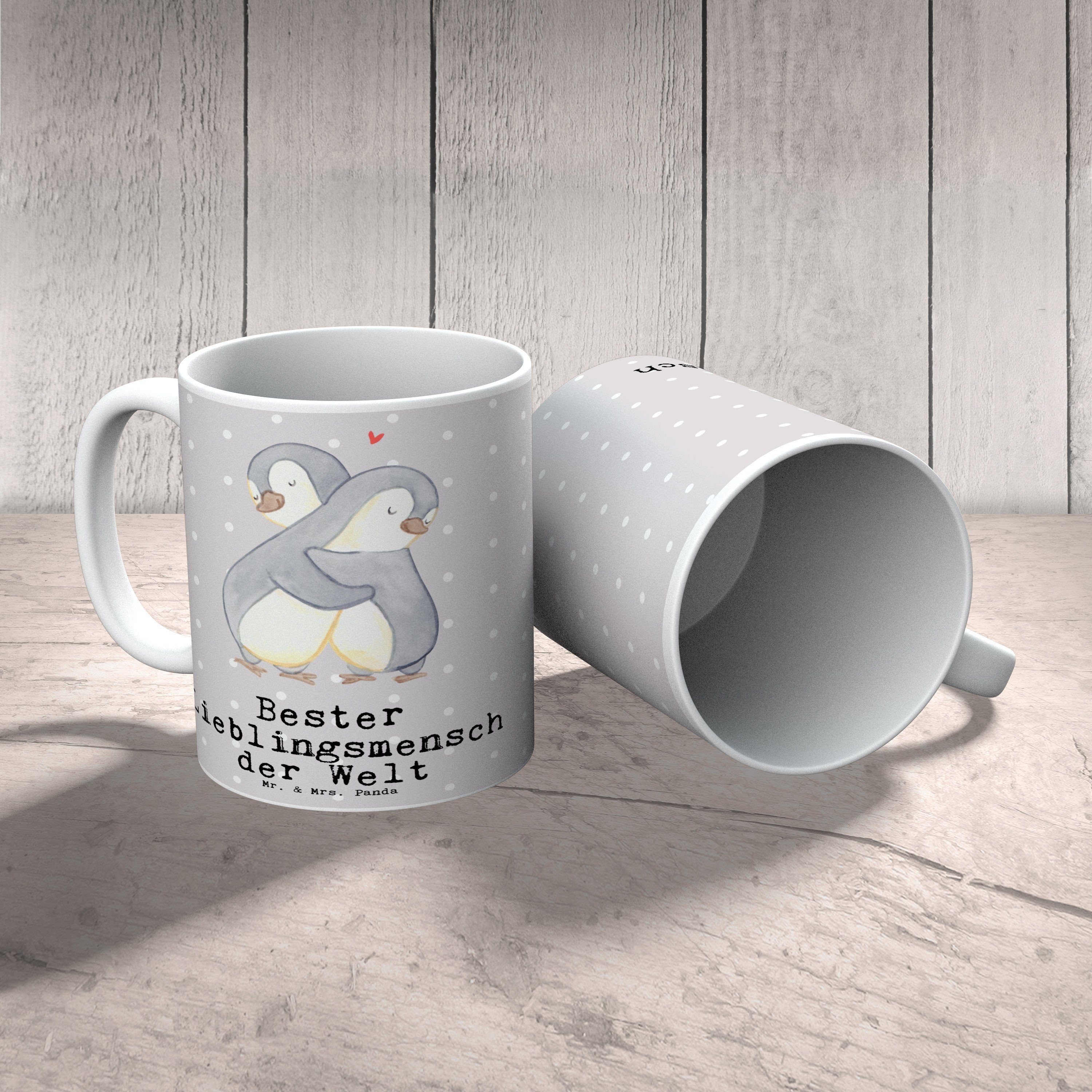 Mr. & Mrs. Panda Geschenk, Te, - Lieblingsmensch Welt - Keramik Tasse Pastell Bester Grau Pinguin der
