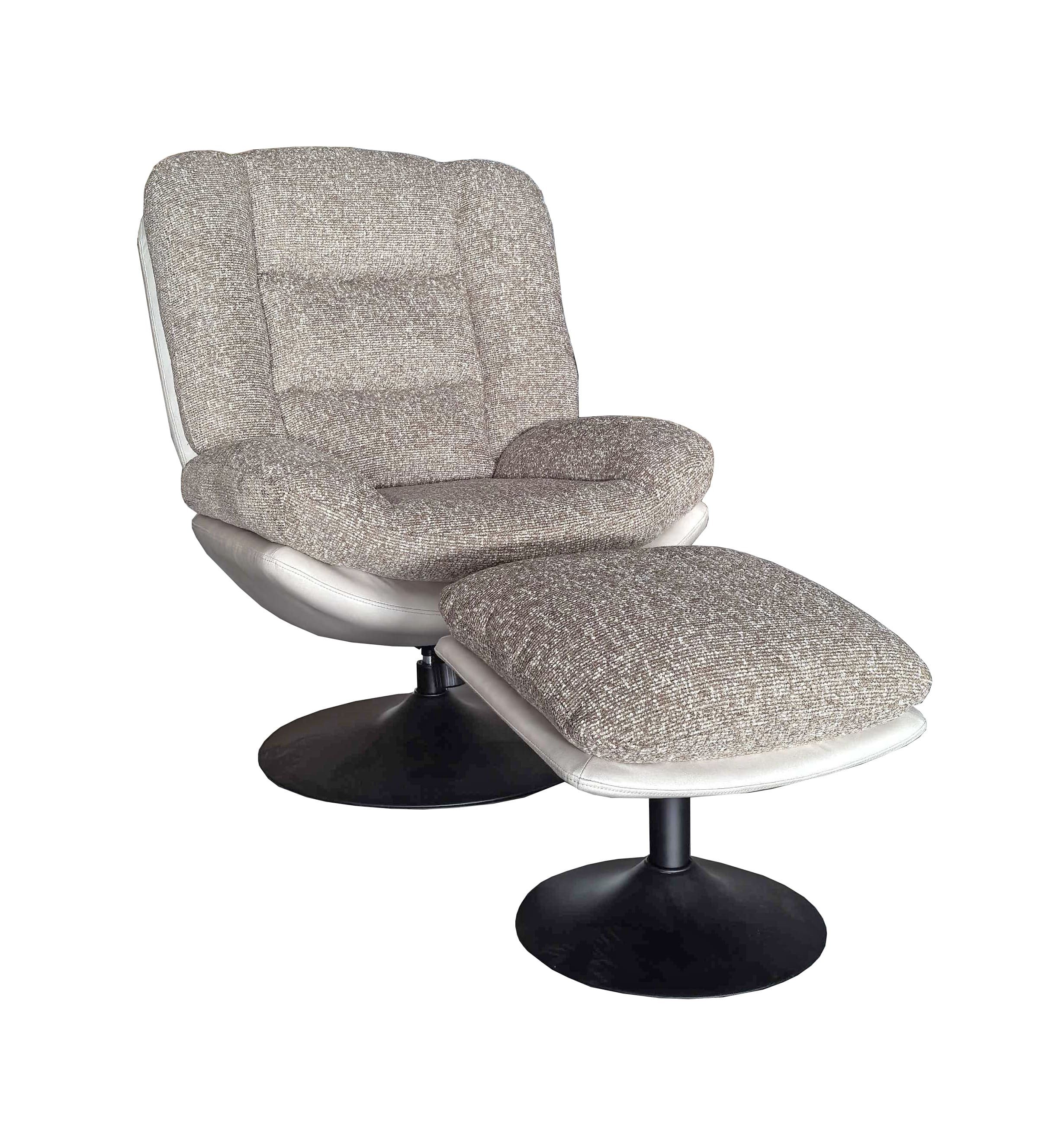 LC Home Relaxsessel LC Home Franklin Drehsessel Webstoff beige mit Fußhocker