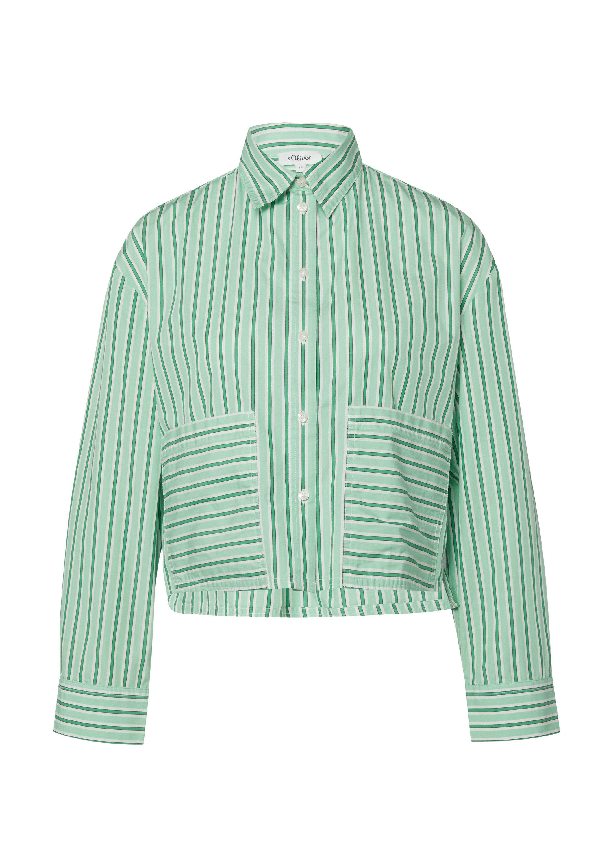 s.Oliver Langarmbluse Bluse Verkürzte Popeline-Bluse im Relaxed Fit