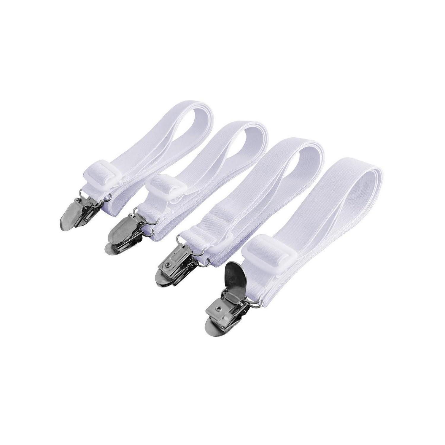 LuxusKollektion Spanngurt Bettlakenspanner verstellbar 60-200cm Weiß 4Stk (4-St)