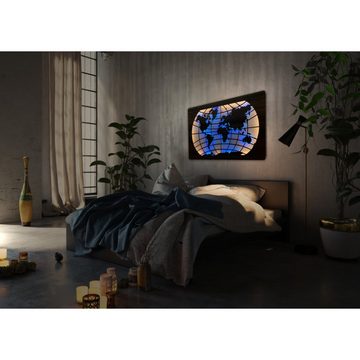WohndesignPlus LED-Bild LED-Wandbild "Weltkarte RGBW" 125cm x 73cm mit 230V, Natur, DIMMBAR! Viele Größen und verschiedene Dekore sind möglich.