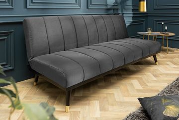 riess-ambiente 3-Sitzer PETIT BEAUTÉ 180cm grau / schwarz, Einzelartikel 1 Teile, Wohnzimmer · Samt · mit Bettfunktion · Schlafcouch · Retro Design