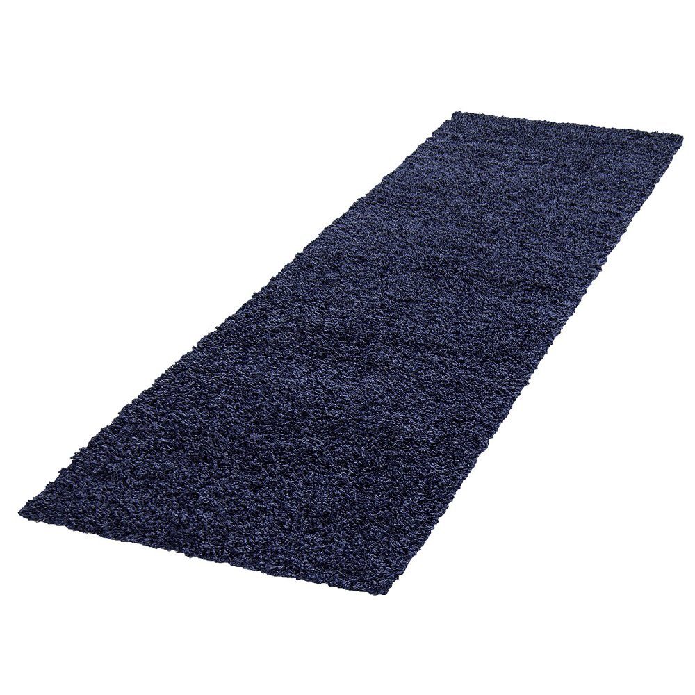 Blau rechteck, mm mm, 30 modern, 30 Höhe: Giantore Giantore, Hochflor-Läufer Teppich Florhöhe