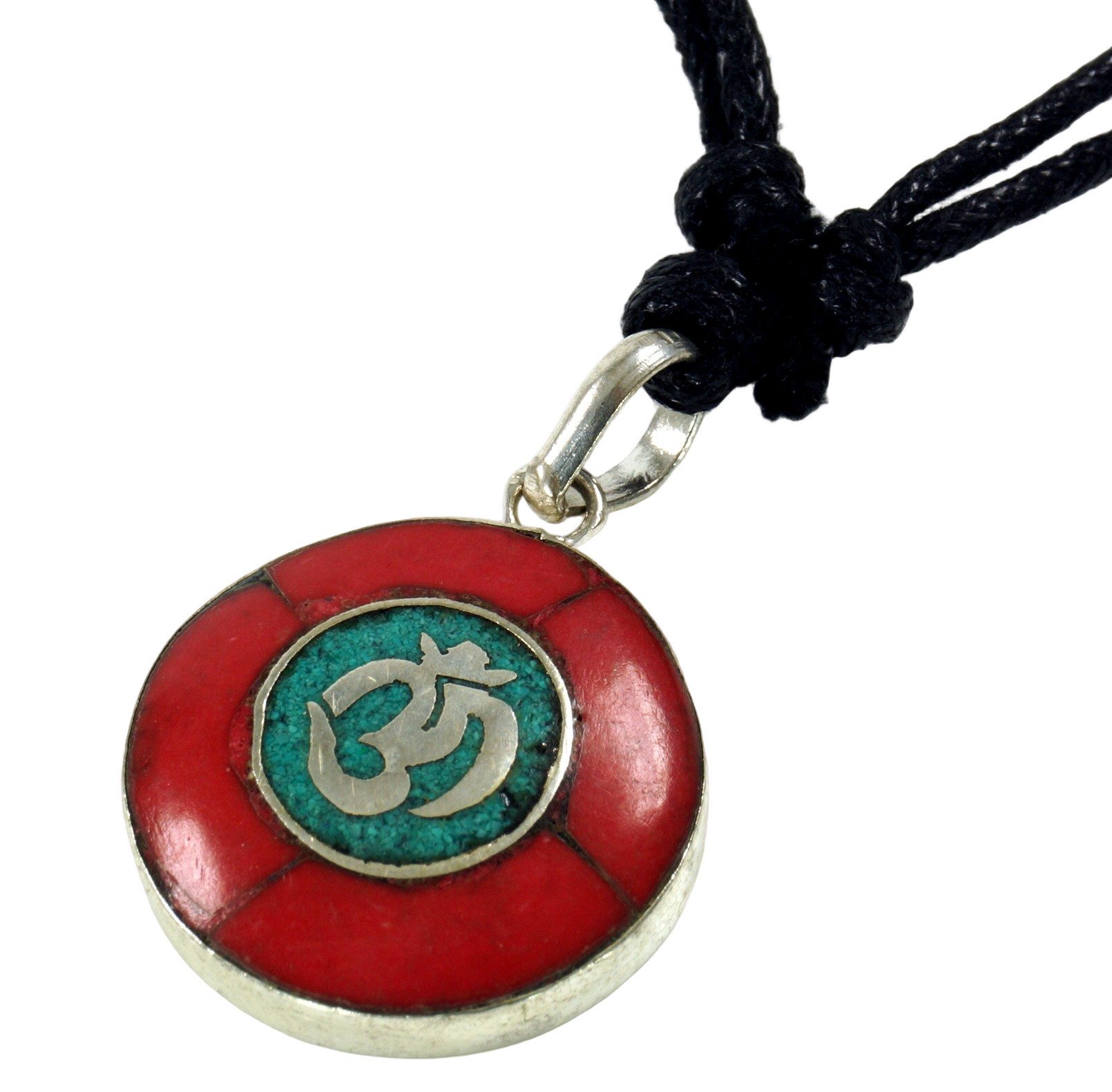Guru-Shop Perlenkette Tibetkette, Nepalschmuck, Amulett Koralle OM -..