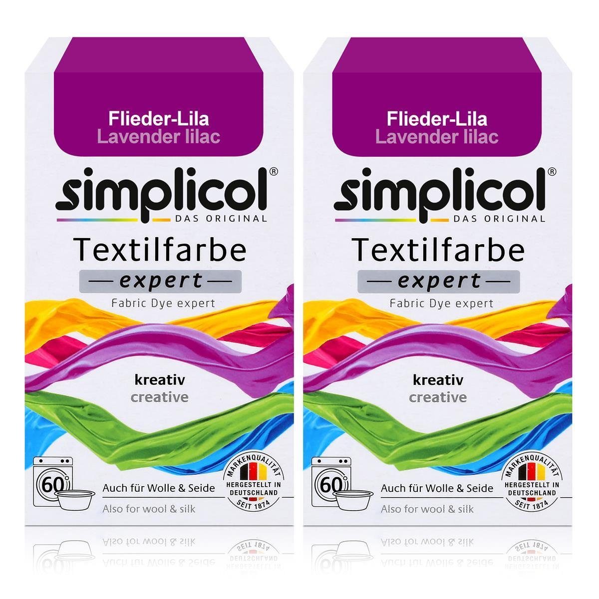Textilfarbe Simplicol Textilfarbe expert Flieder-Lila 150g - Farbe zum Färben (2er