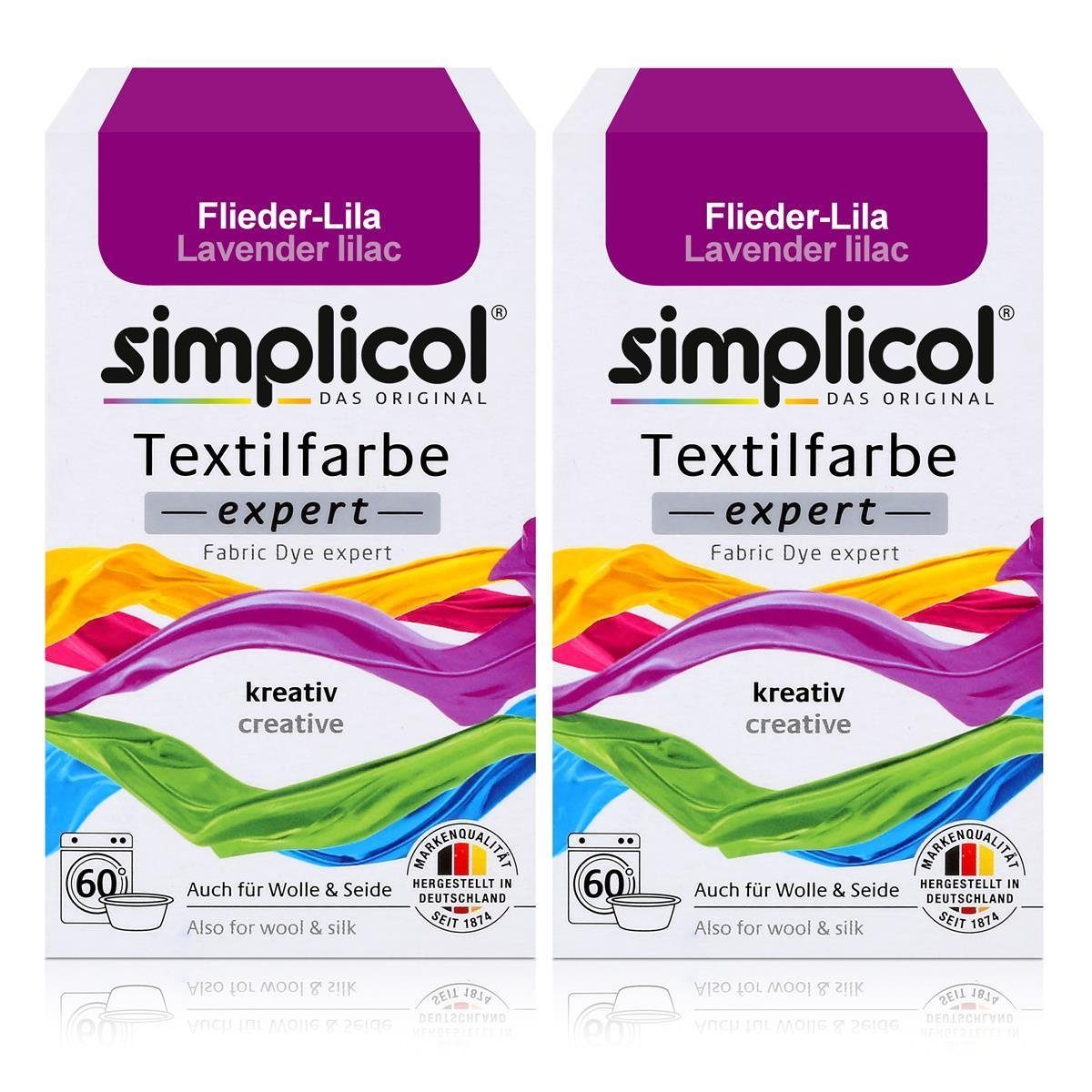 simplicol Textilfarbe Simplicol Textilfarbe expert Flieder-Lila 150g - Farbe zum Färben (2er