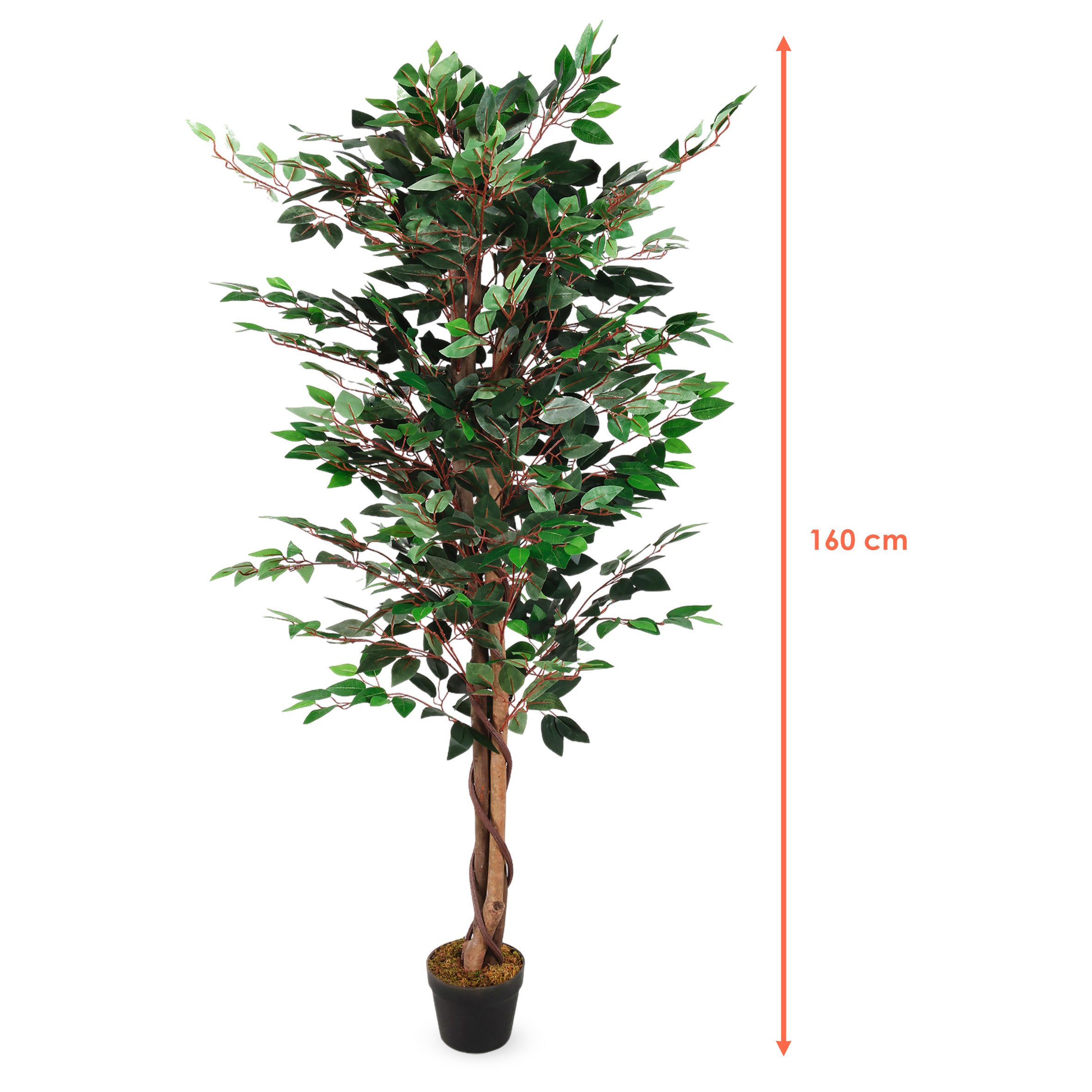 Kunstbaum Kunstpflanze im Blumentopf 160 cm - Ficus Zimmerpflanze, Spetebo, günstig online kaufen