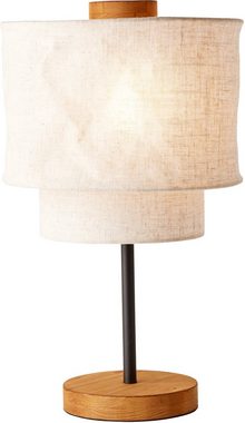 OTTO products Tischleuchte Lucee, ohne Leuchtmittel, Tischlampe Schirm aus Leinen, Holzelemente, E27 Fassung, beige/natur
