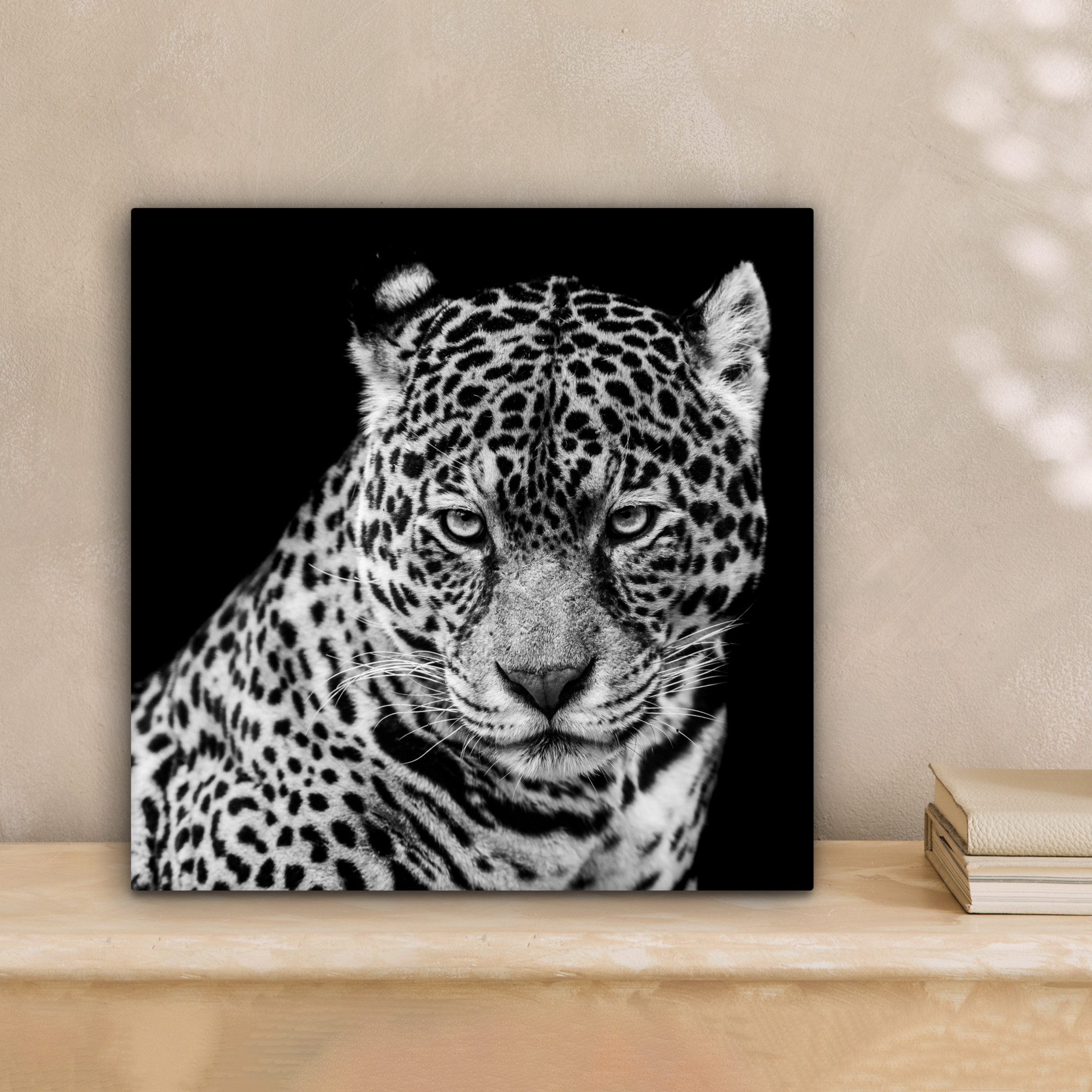 OneMillionCanvasses® Leinwandbild Leopard - Tiere - Schwarz - Weiß - Porträ günstig online kaufen