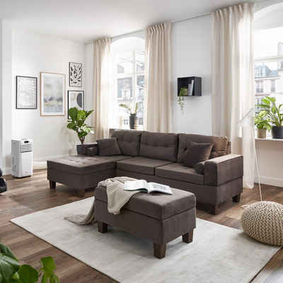 HOME DELUXE Ecksofa Sofa ROM, 242,6 x 154,3 x 90,8 cm 3 Teile, Eckteil links oder rechts frei wählbar, Wohnzimmersofa, Eckcouch