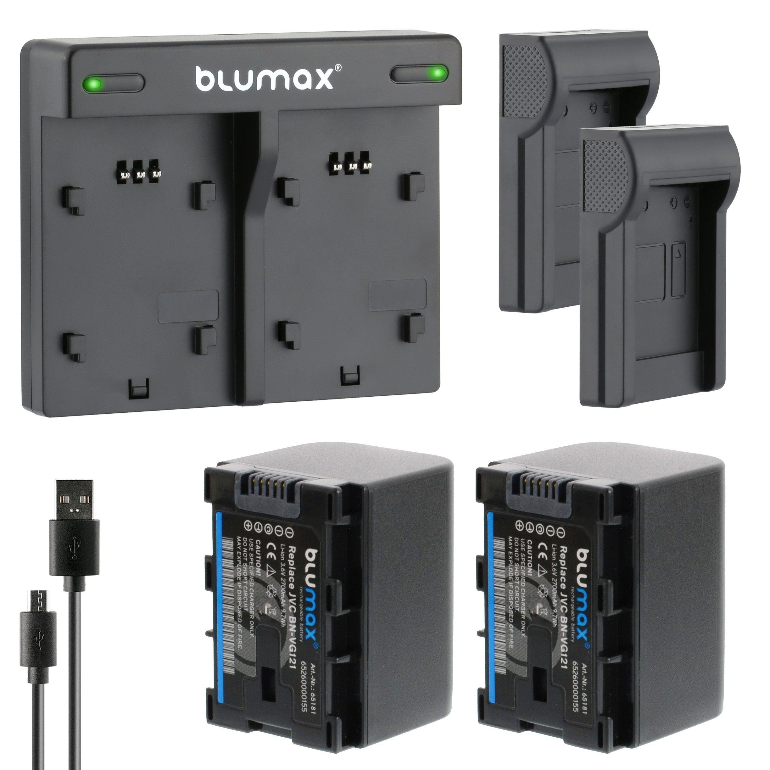 Blumax Set mit Lader für JVC BN-VG121 -VG107 -VG114 2700mAh Kamera-Akku