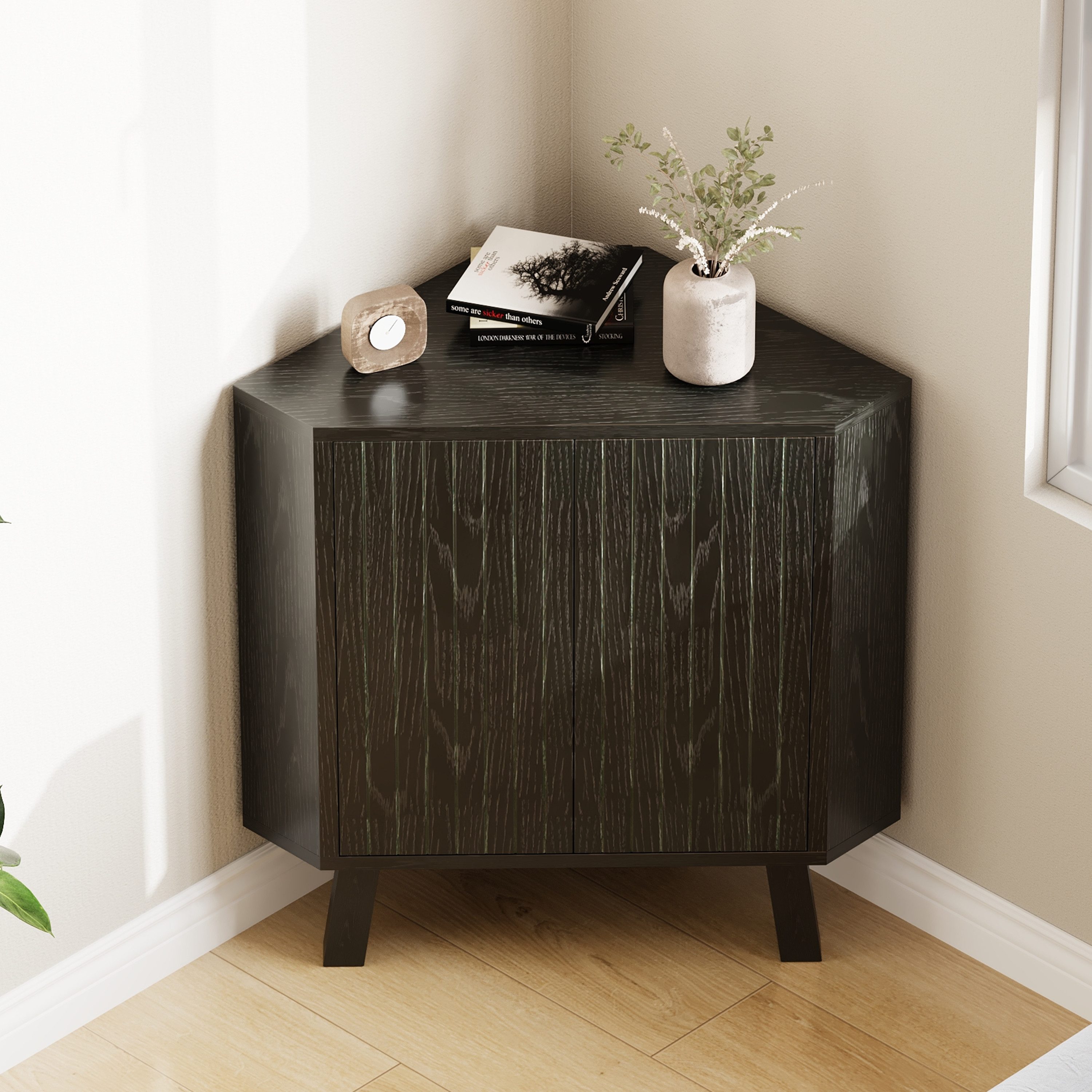 GarveeMore Eckschrank Eckschrank mit Türen 3-Tier Industrie geflitztes Eckregel