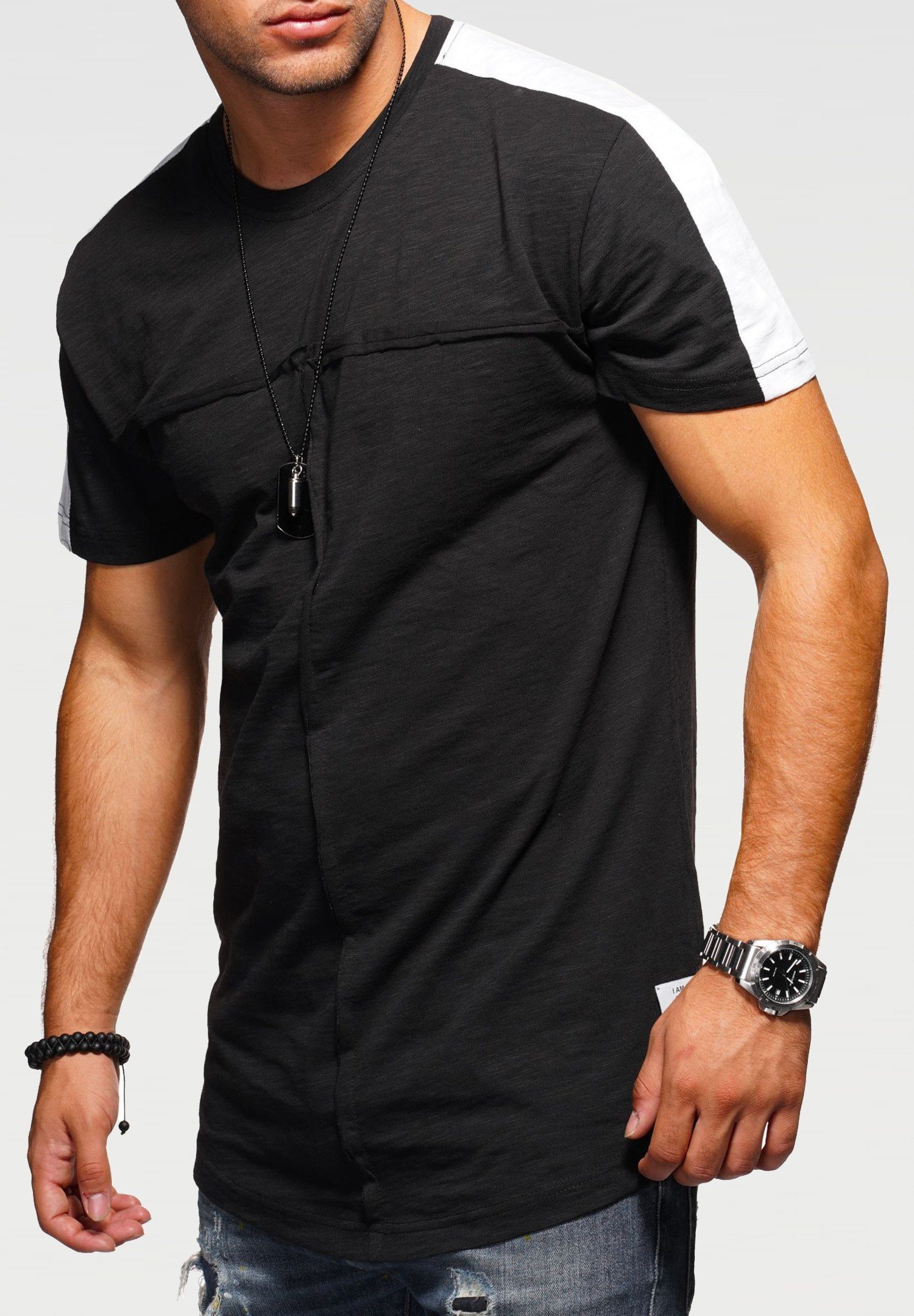 Schwarz MSPERTH Oversize-Stil im T-Shirt Premium 2Y