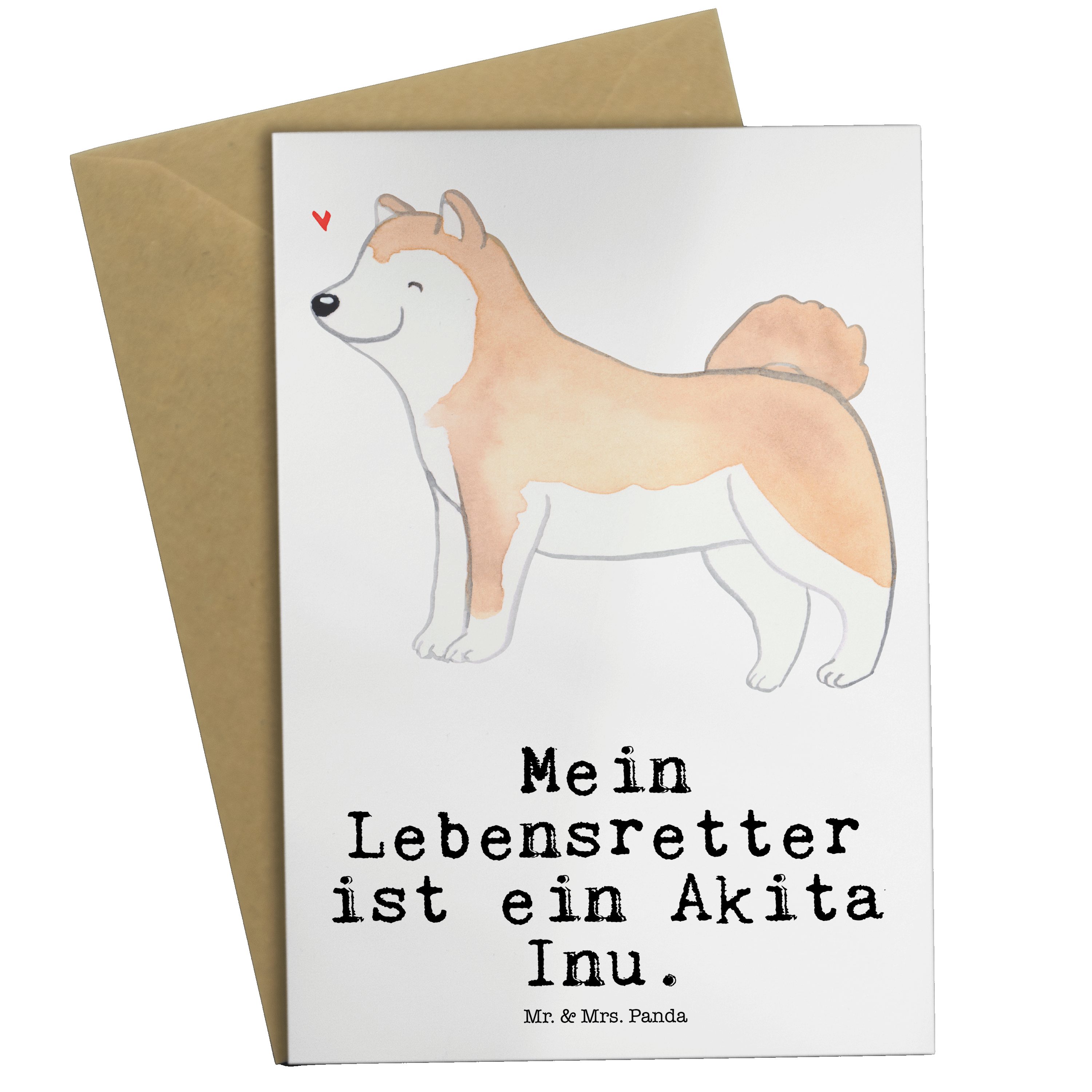 Inu Klappkarte, - Lebensretter Weiß Einladung Geschenk, Mr. & Mrs. Grußkarte Akita Hund, - Panda