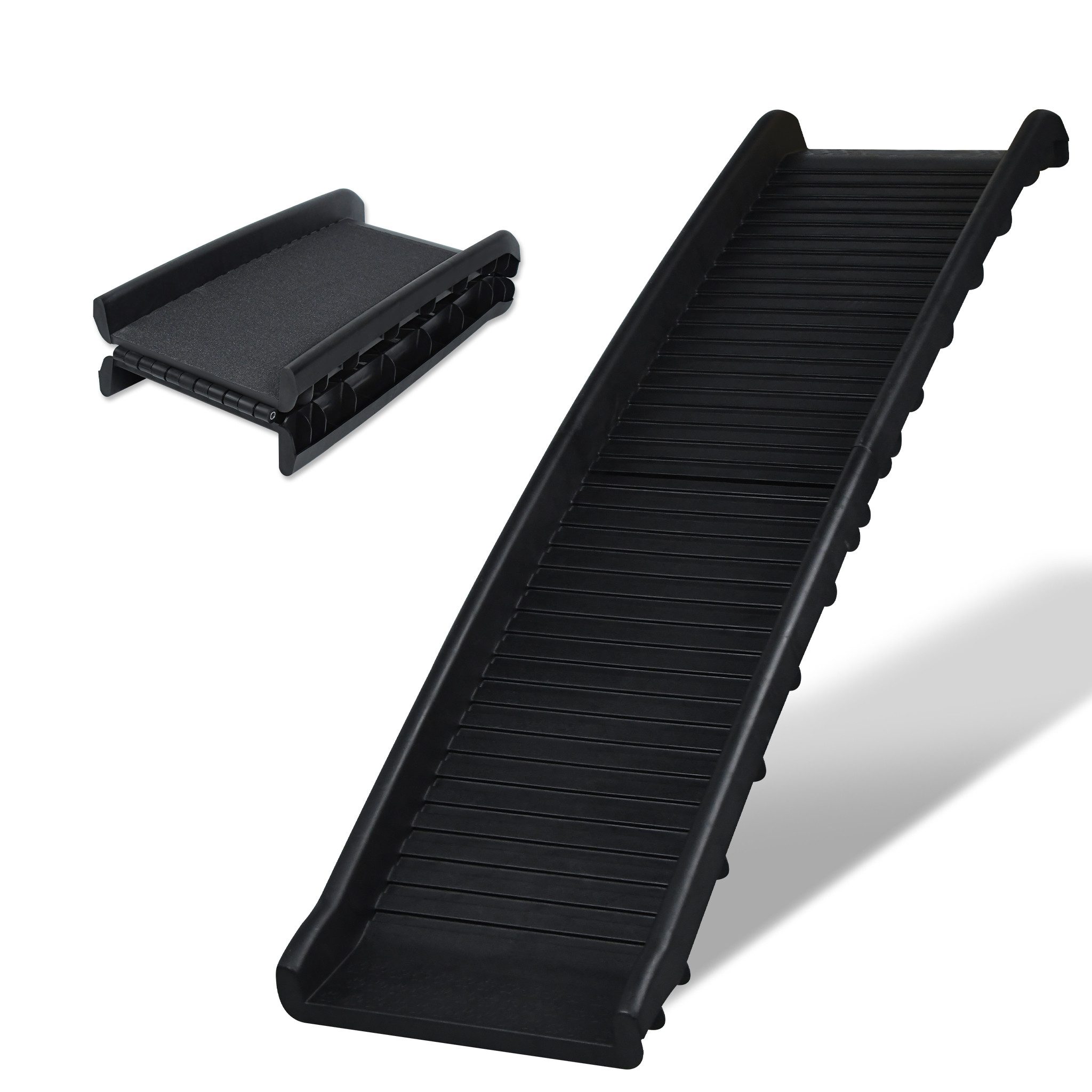 FIVMEN Haustiertreppe Hunderampe Faltbare Hundetreppen Kofferraumrampe bis zu 90 kg, Hundeautorampe mit Gummipuffer bis 90 kg, 156 x 40cm