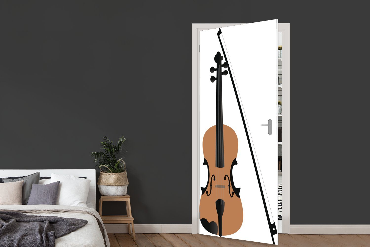 Hintergrund, Türaufkleber, (1 weißem MuchoWow cm Geige St), Matt, Türtapete einer mit Fototapete 75x205 bedruckt, Illustration für Tür,